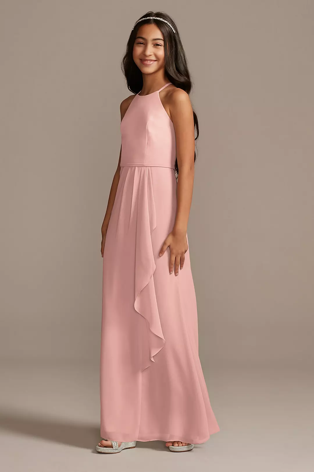 High Neck Chiffon Girls Dress - Image 42