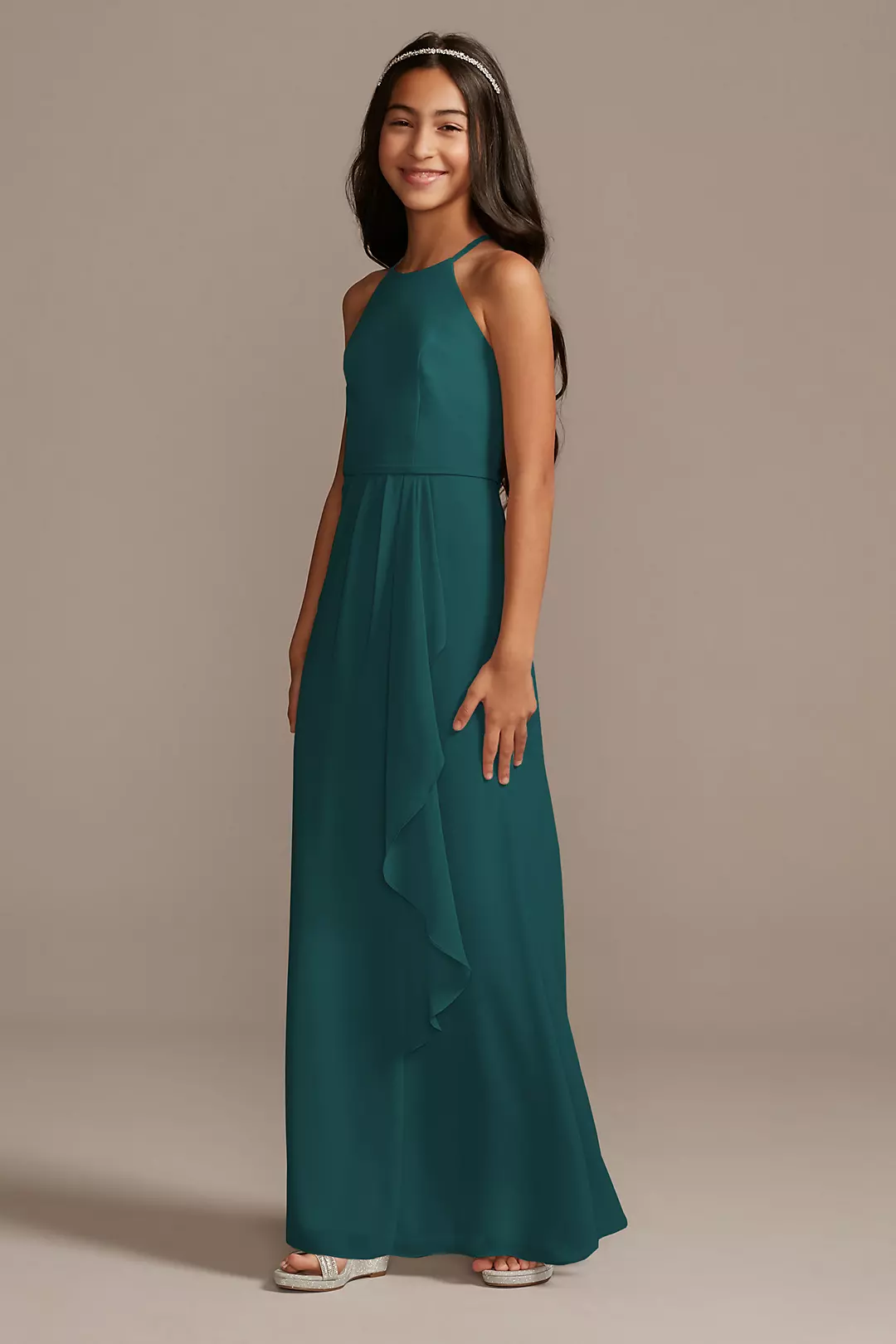 High Neck Chiffon Girls Dress - Image 43