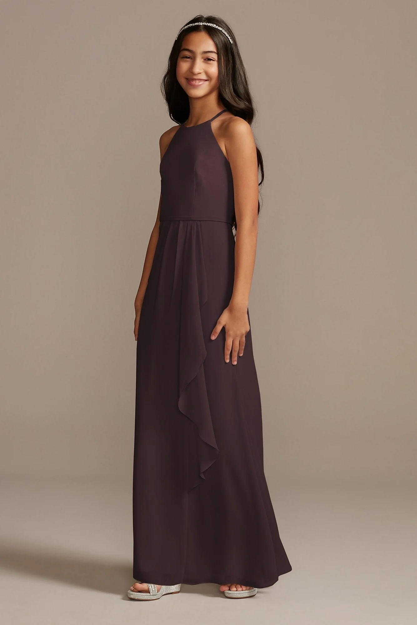 High Neck Chiffon Girls Dress - Image 45