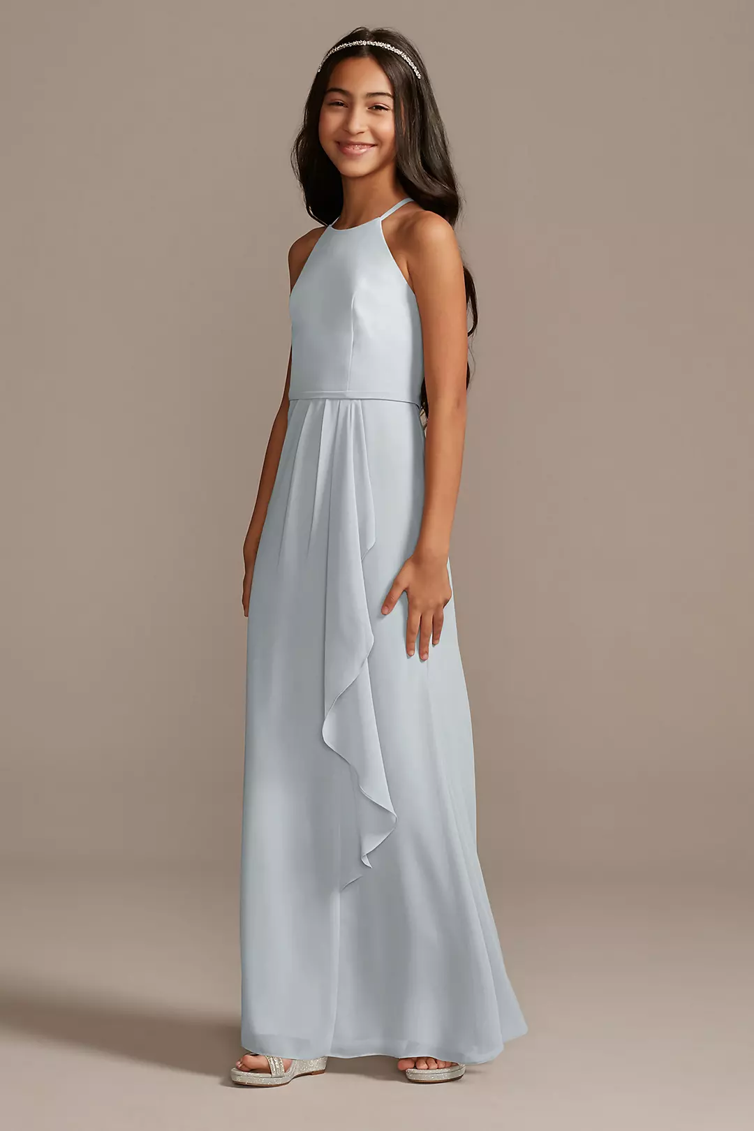High Neck Chiffon Girls Dress - Image 48