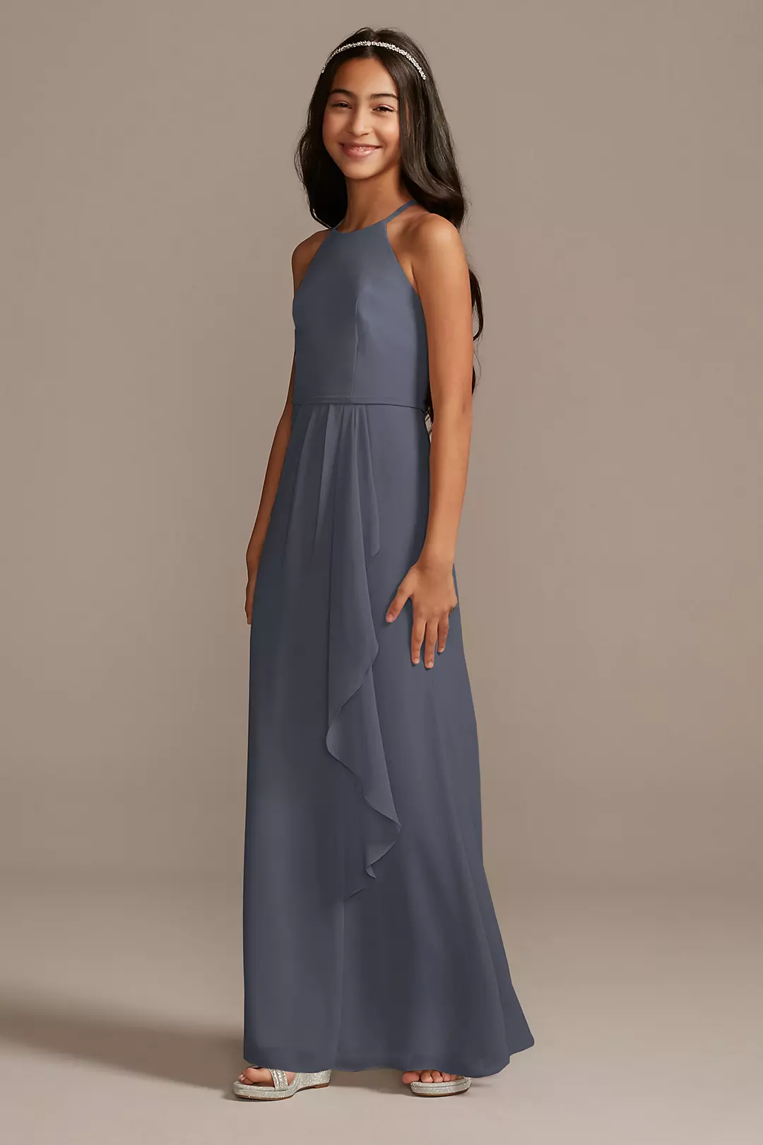 High Neck Chiffon Girls Dress - Image 50