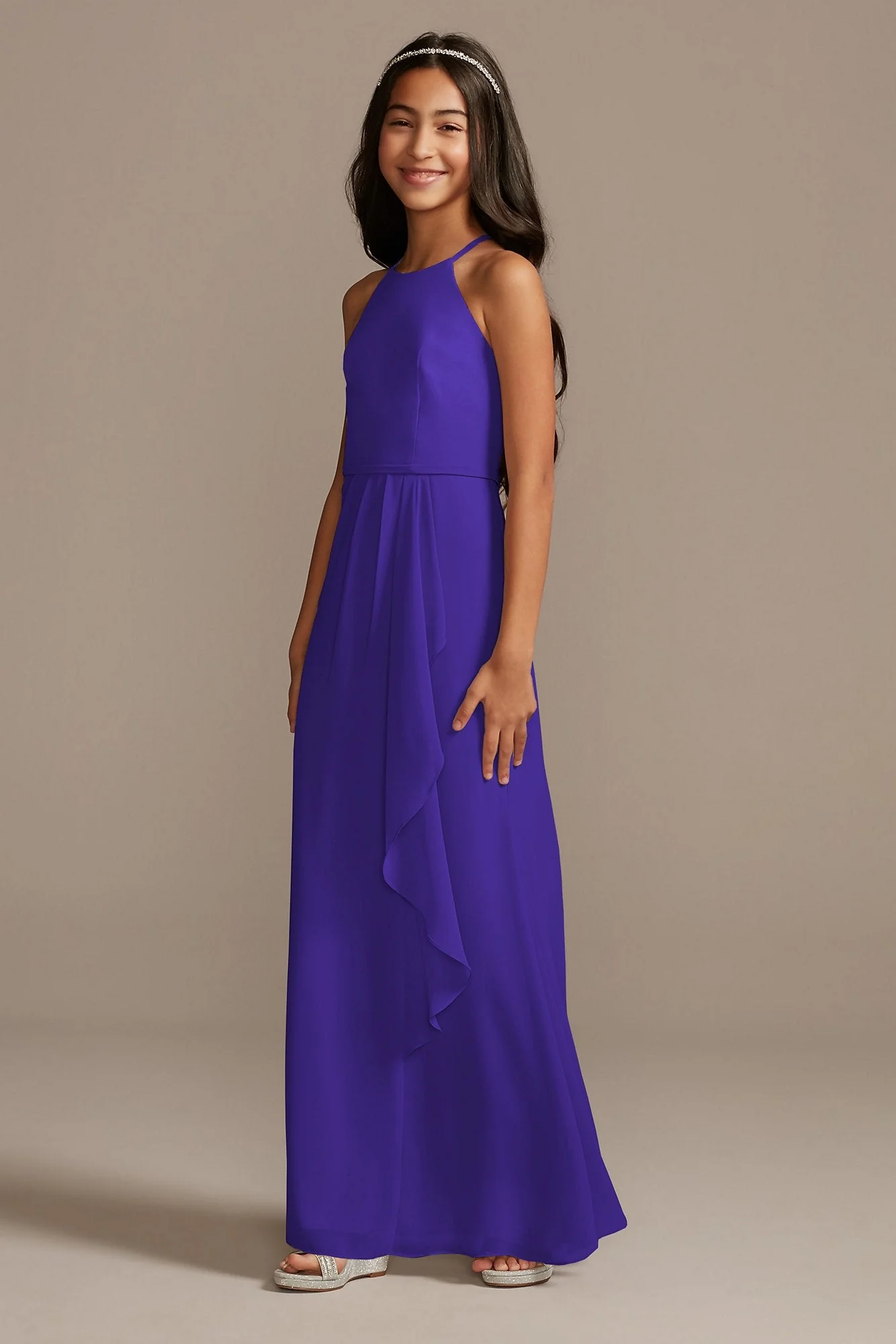 High Neck Chiffon Girls Dress - Image 51