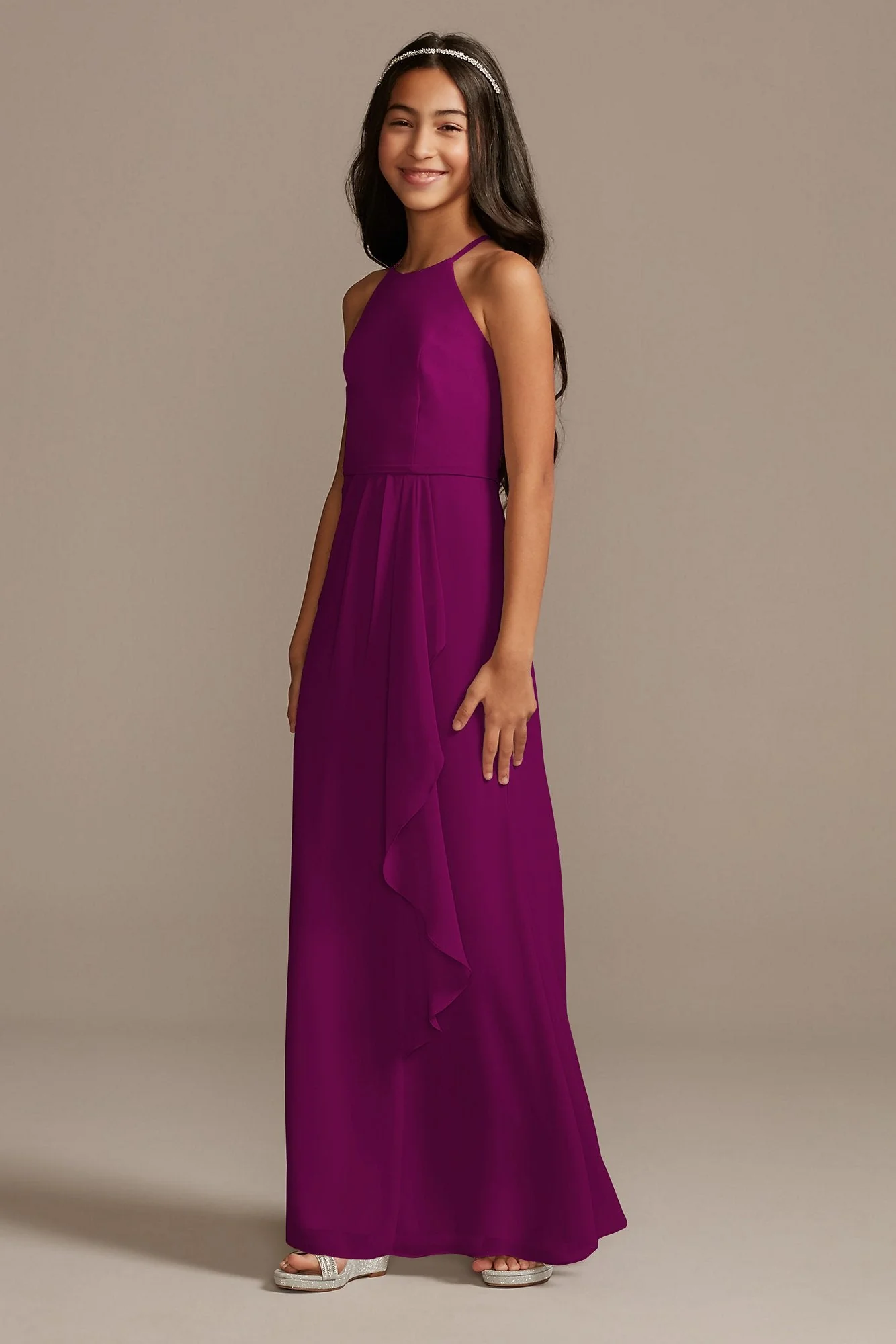 High Neck Chiffon Girls Dress - Image 52