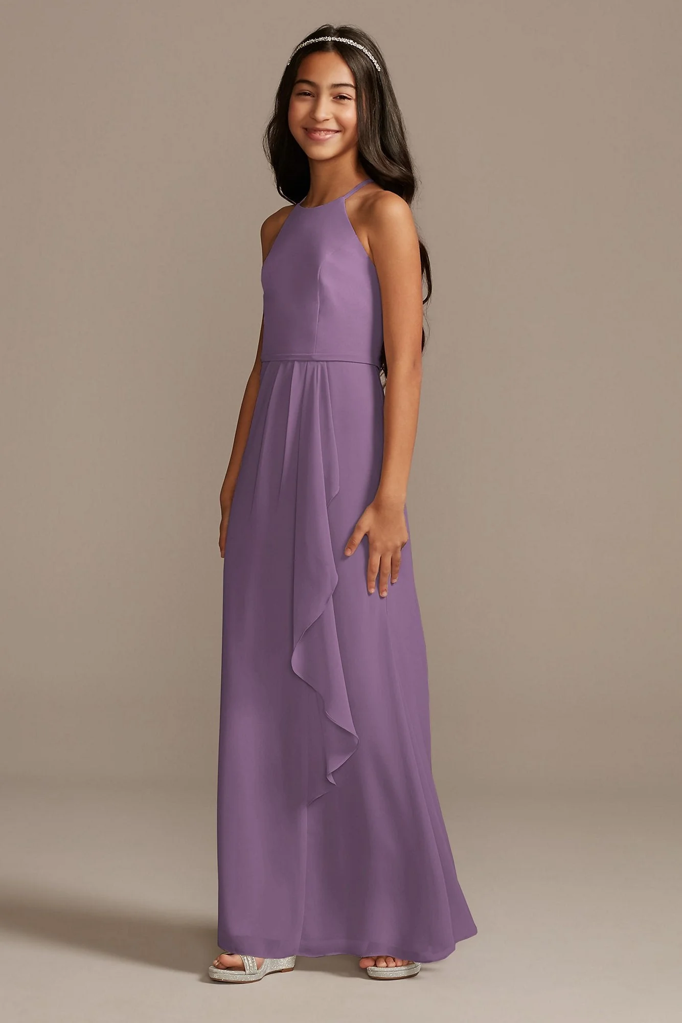 High Neck Chiffon Girls Dress - Image 53