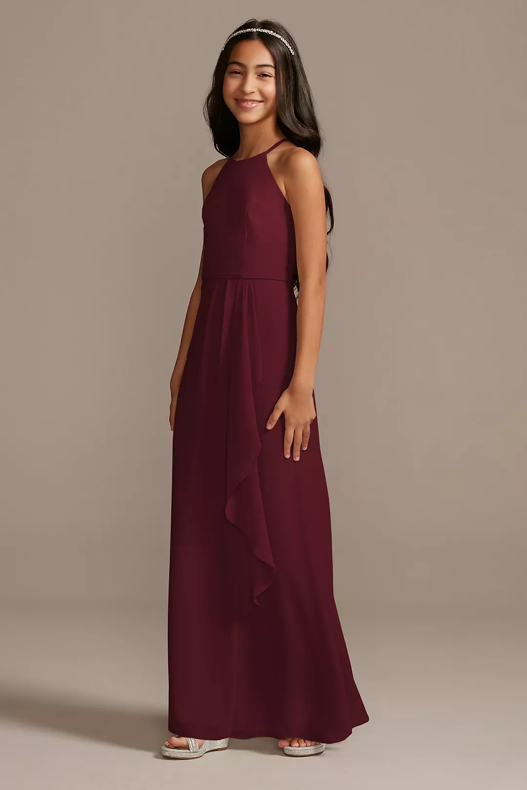 High Neck Chiffon Girls Dress - Image 54