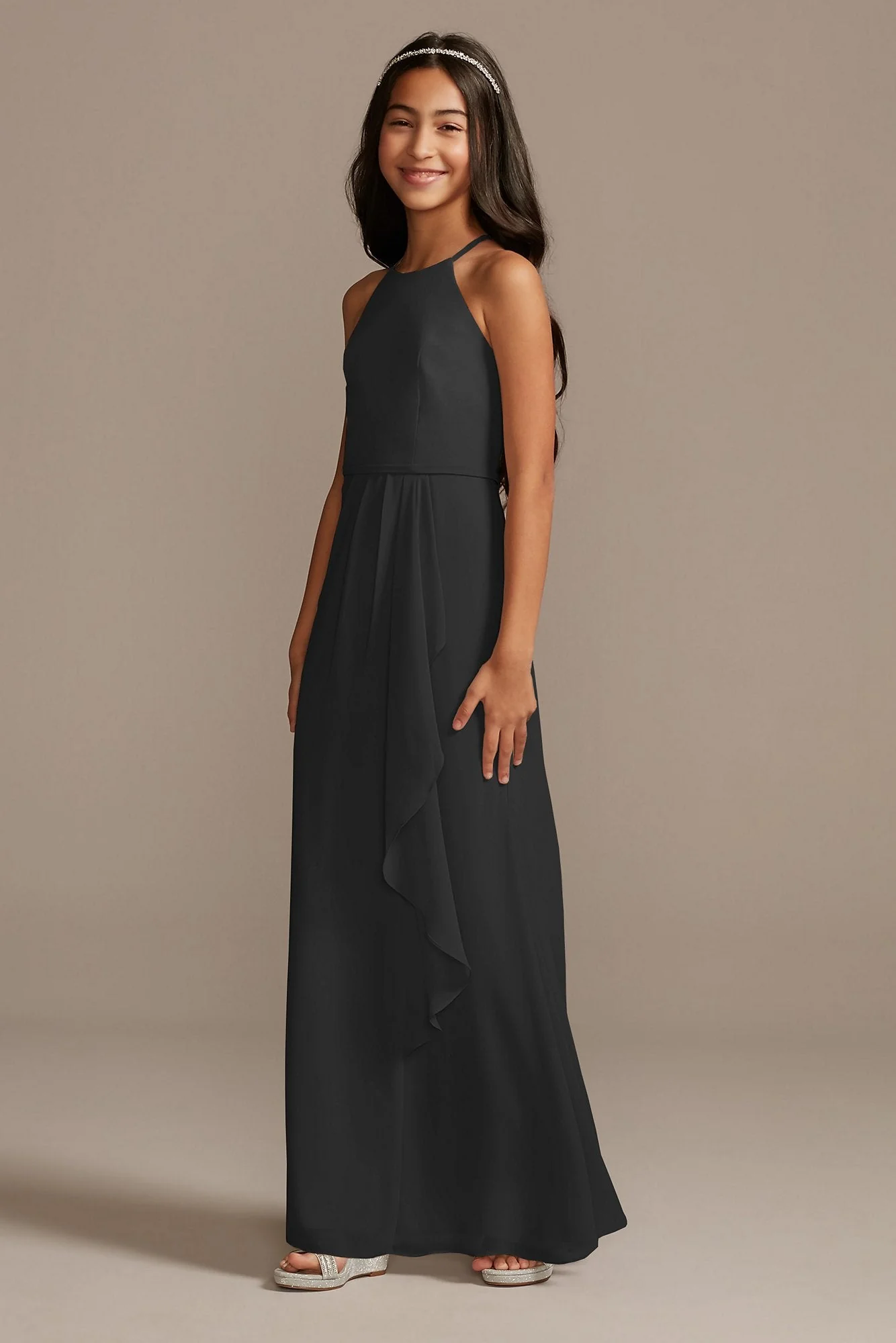 High Neck Chiffon Girls Dress - Image 56