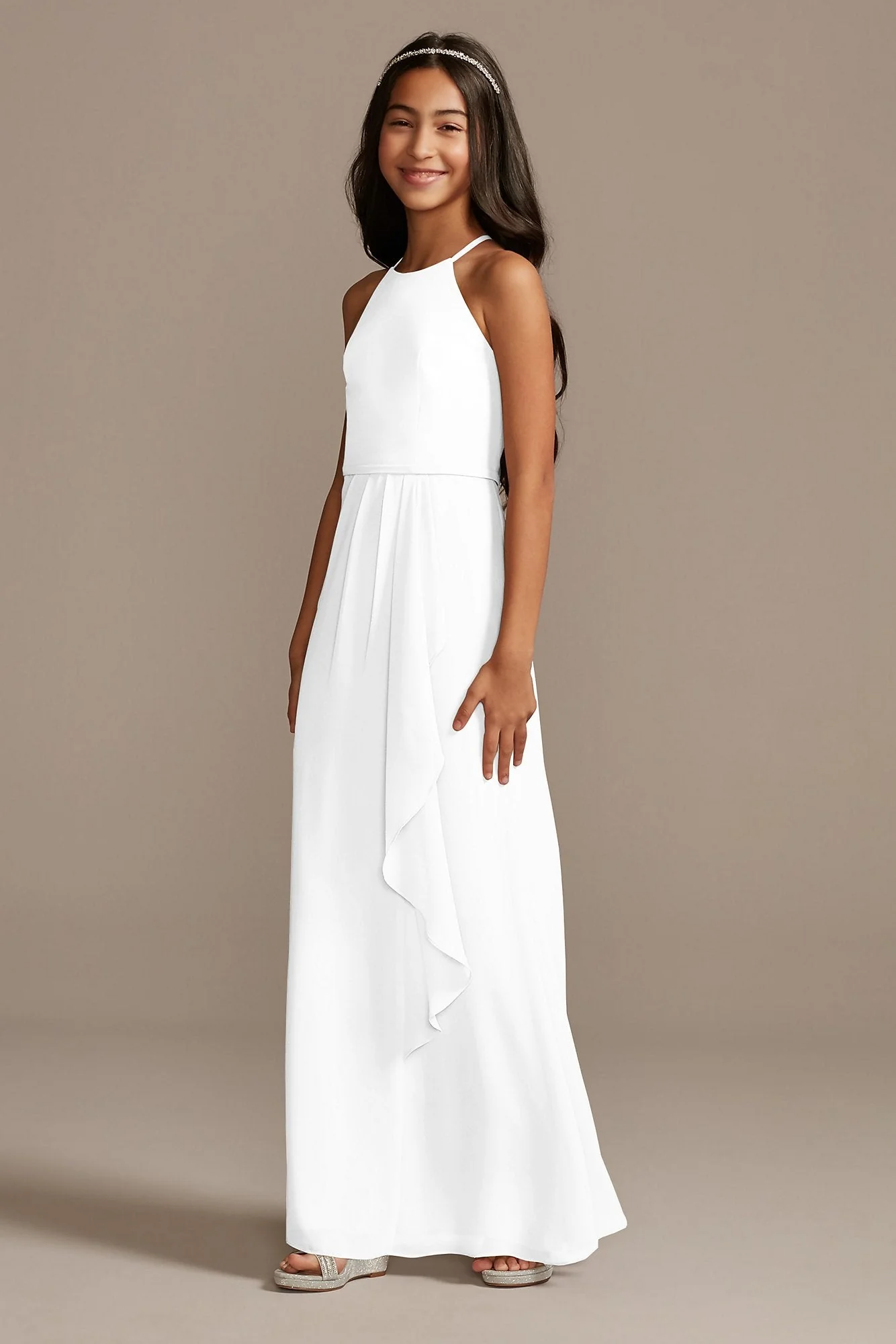 High Neck Chiffon Girls Dress - Image 57