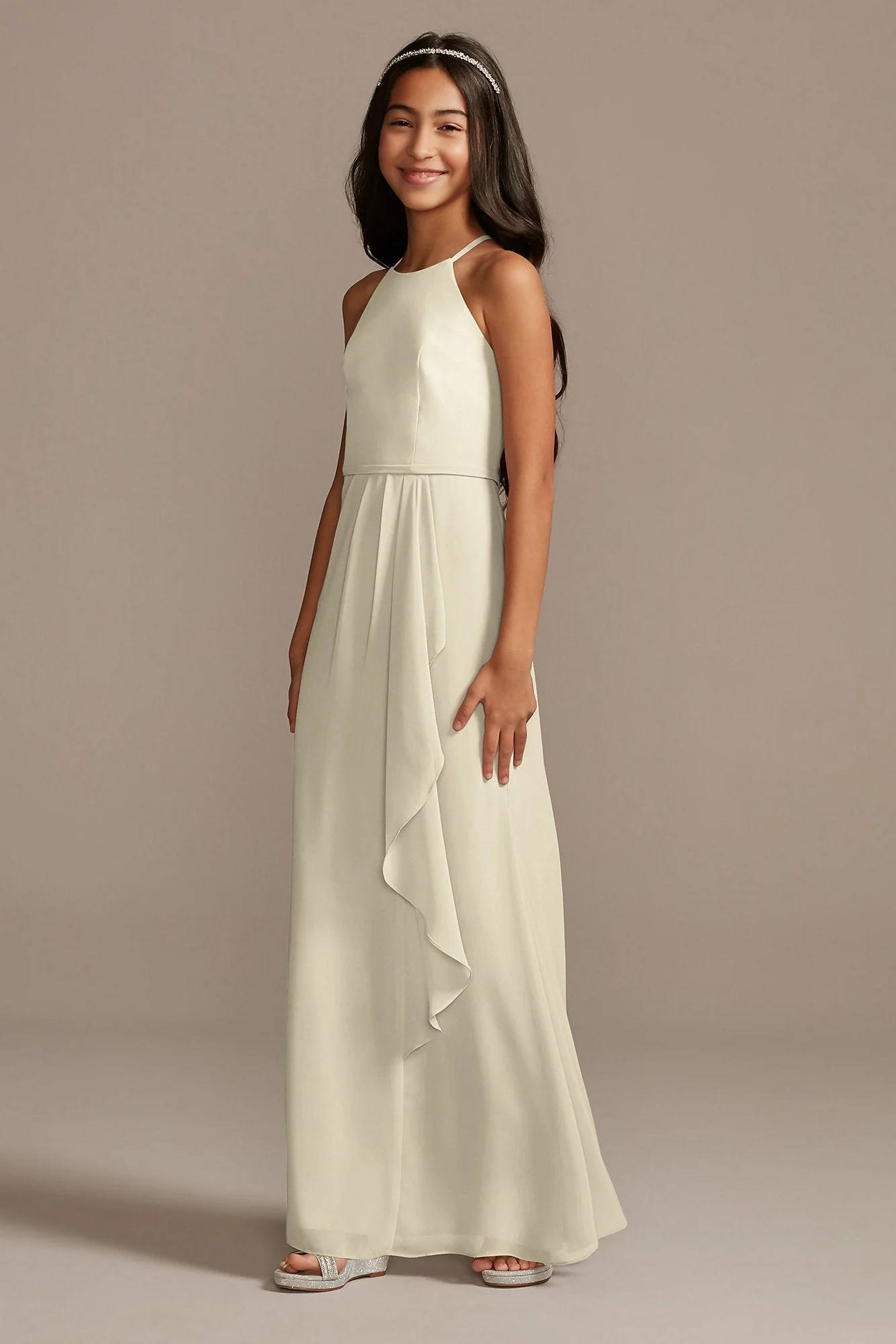 High Neck Chiffon Girls Dress - Image 59
