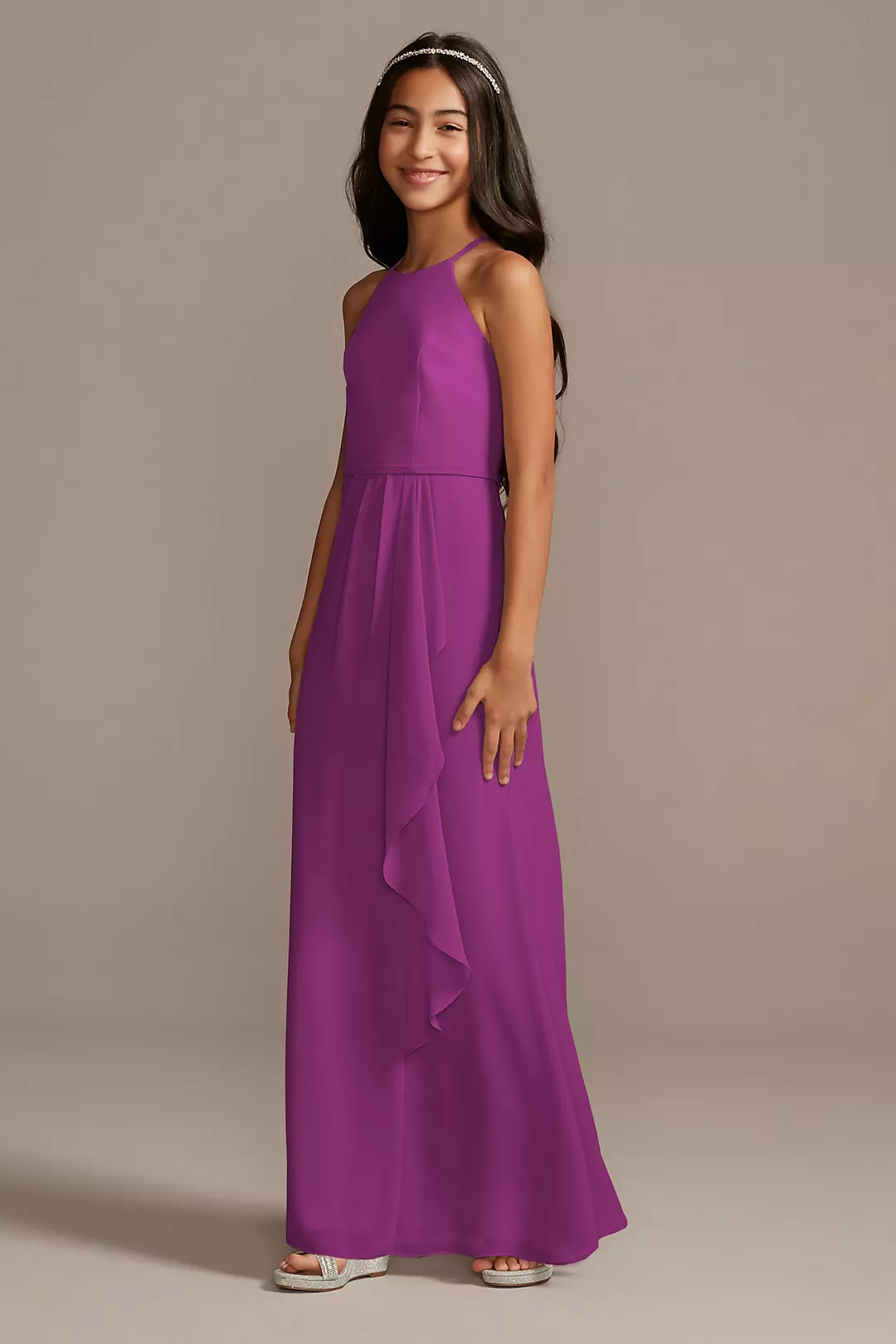 High Neck Chiffon Girls Dress - Image 62