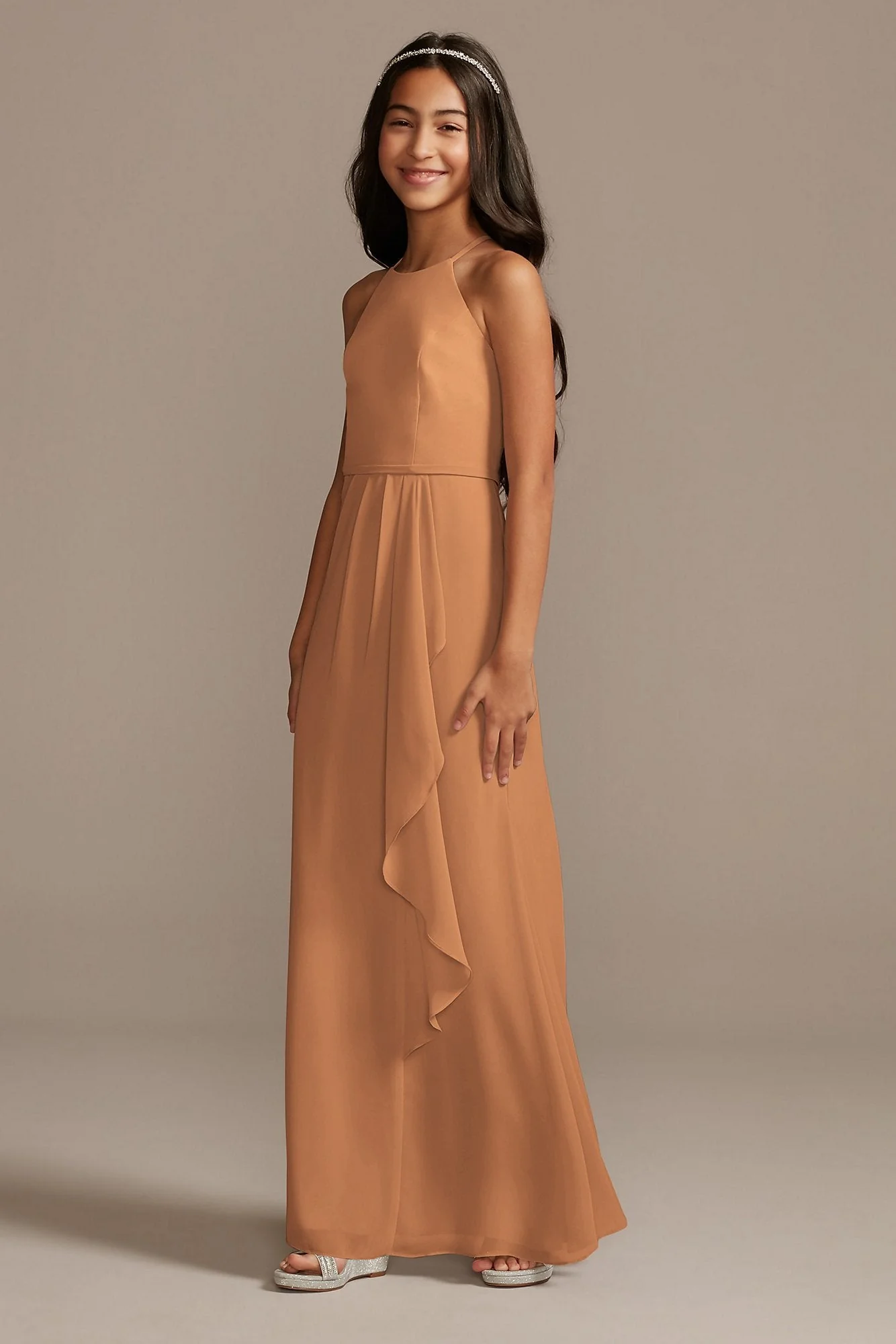 High Neck Chiffon Girls Dress - Image 63