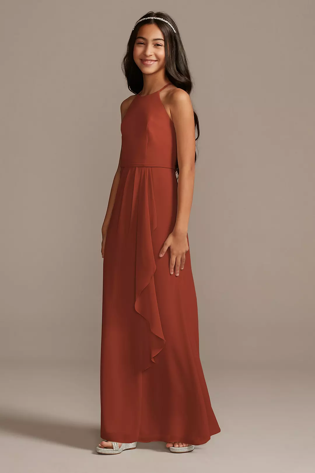 High Neck Chiffon Girls Dress - Image 64