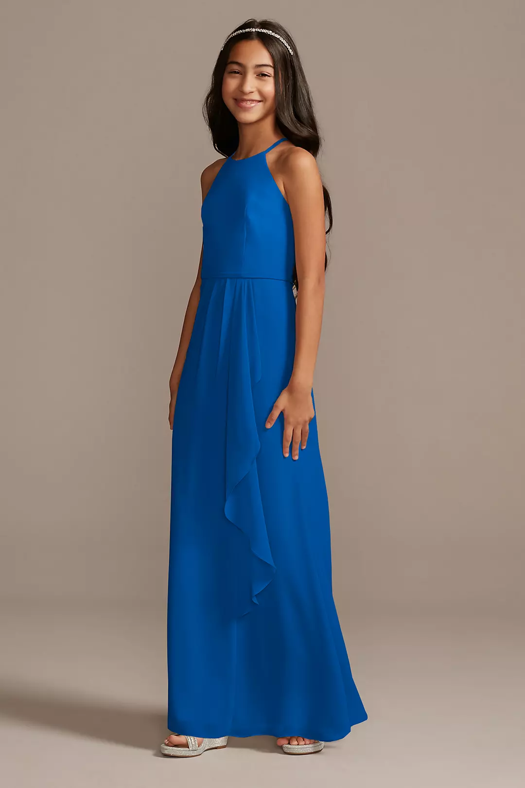 High Neck Chiffon Girls Dress - Image 66