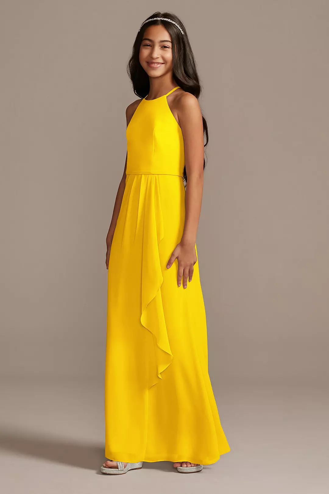 High Neck Chiffon Girls Dress - Image 68