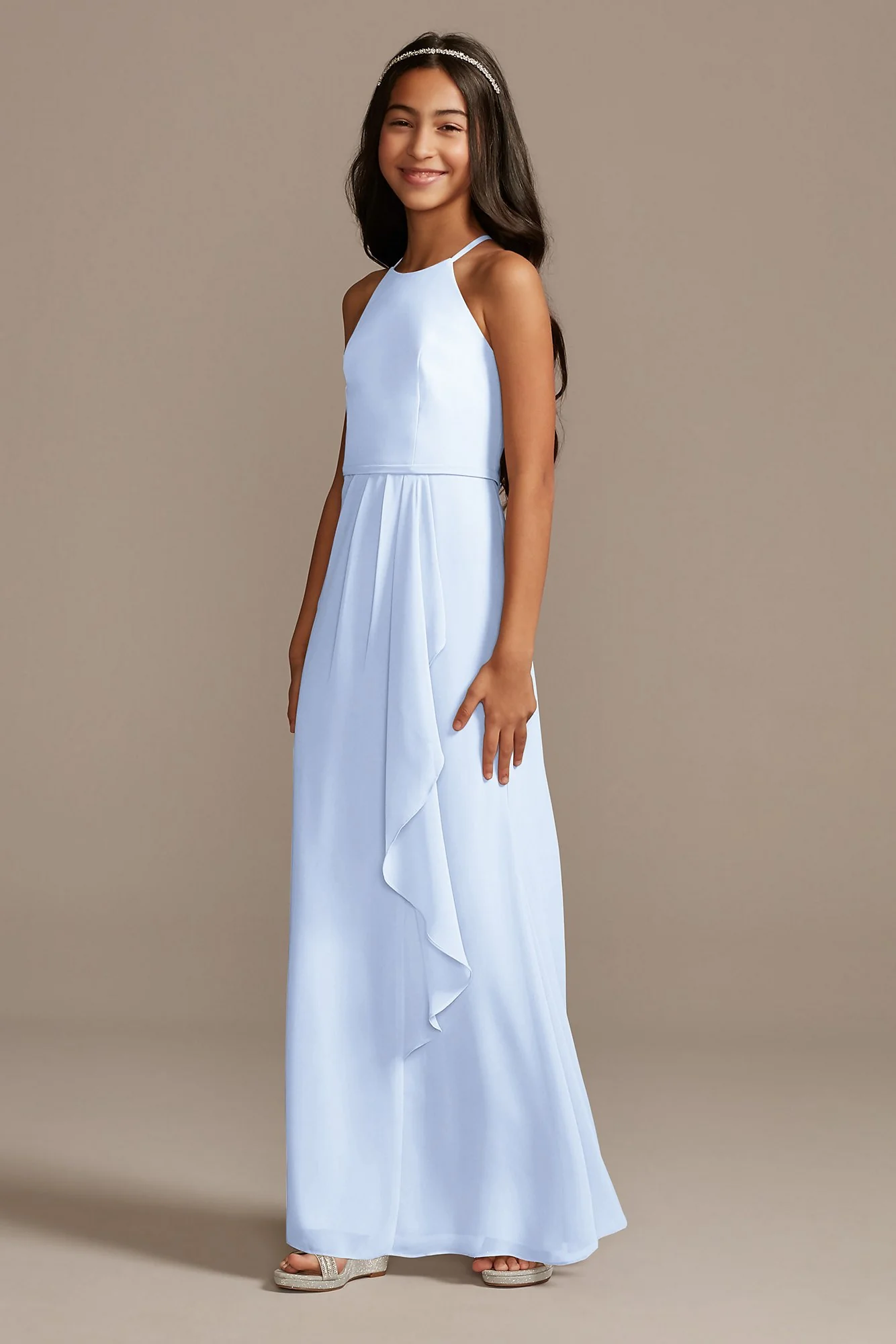 High Neck Chiffon Girls Dress - Image 7