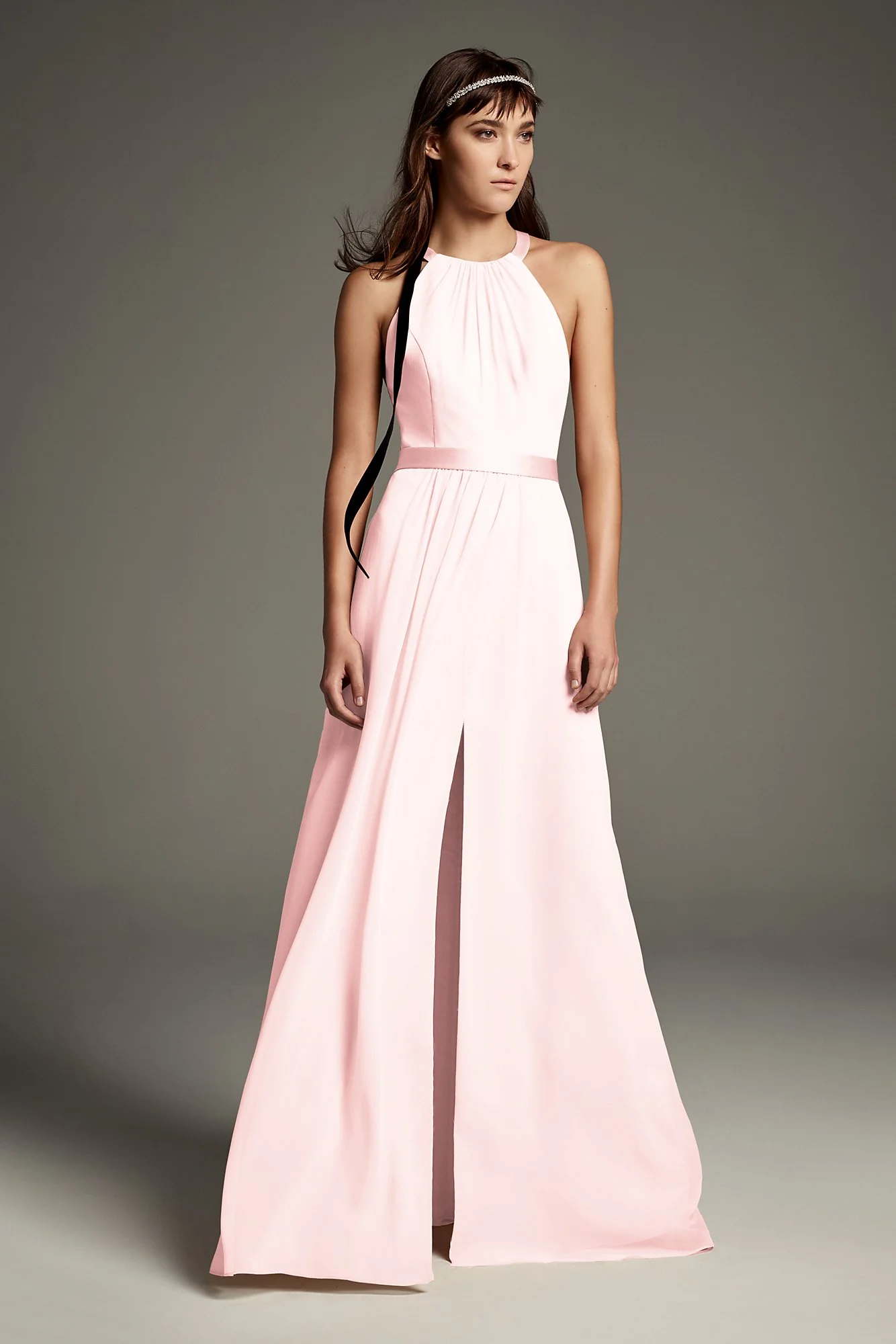 High Neck Crisscross Back Chiffon Bridesmaid Dress - Image 11