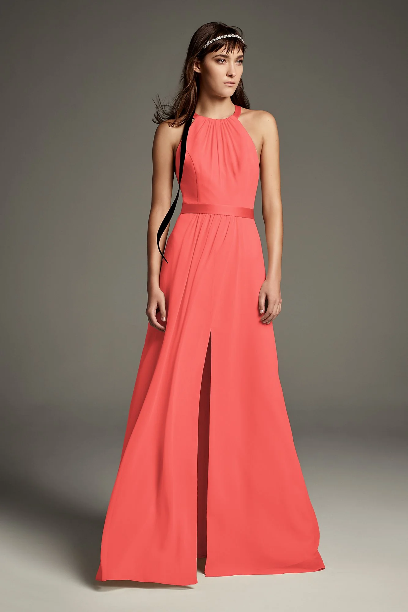 High Neck Crisscross Back Chiffon Bridesmaid Dress - Image 13