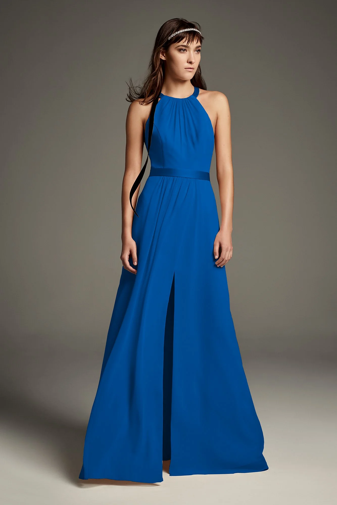 High Neck Crisscross Back Chiffon Bridesmaid Dress - Image 17