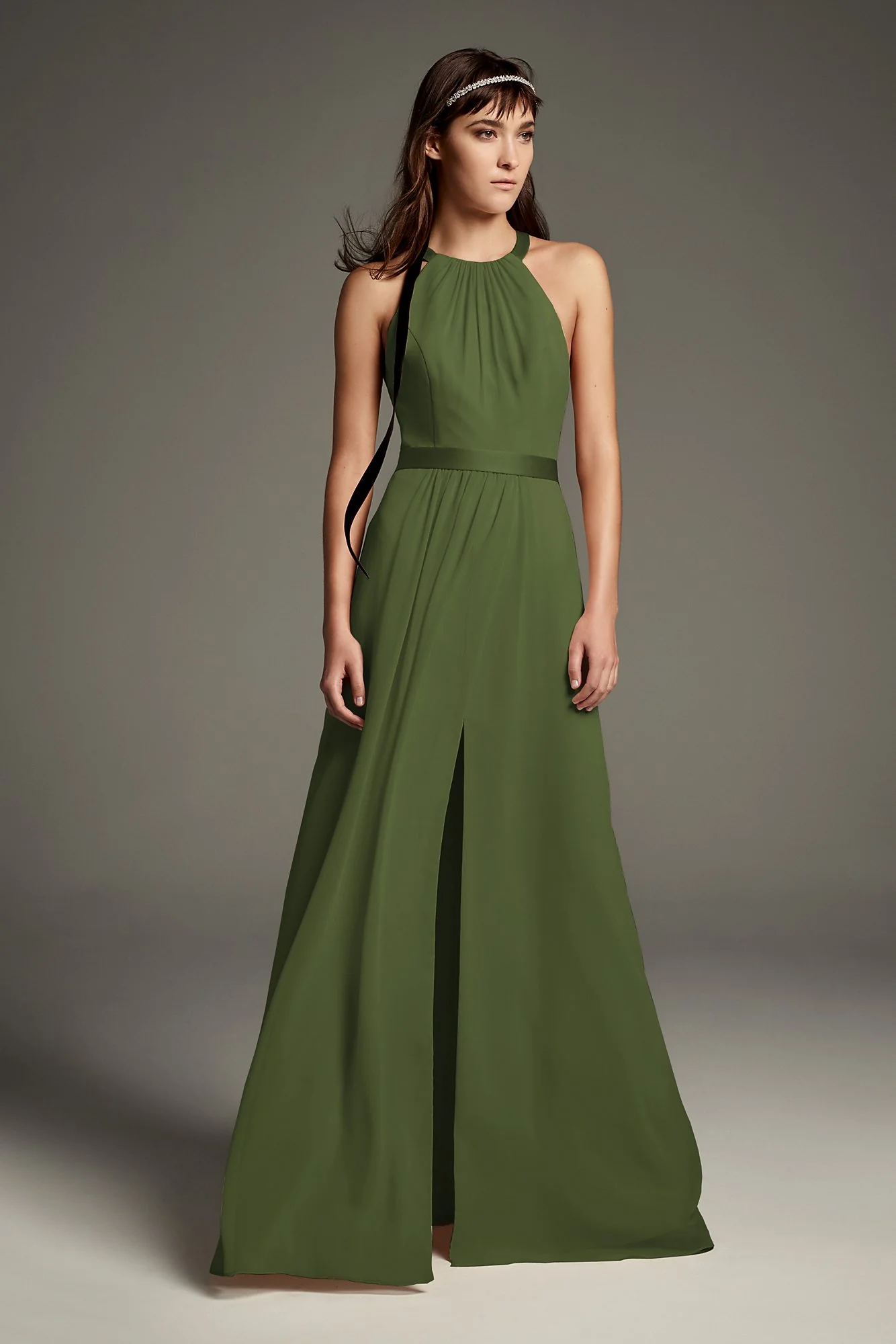 High Neck Crisscross Back Chiffon Bridesmaid Dress - Image 23