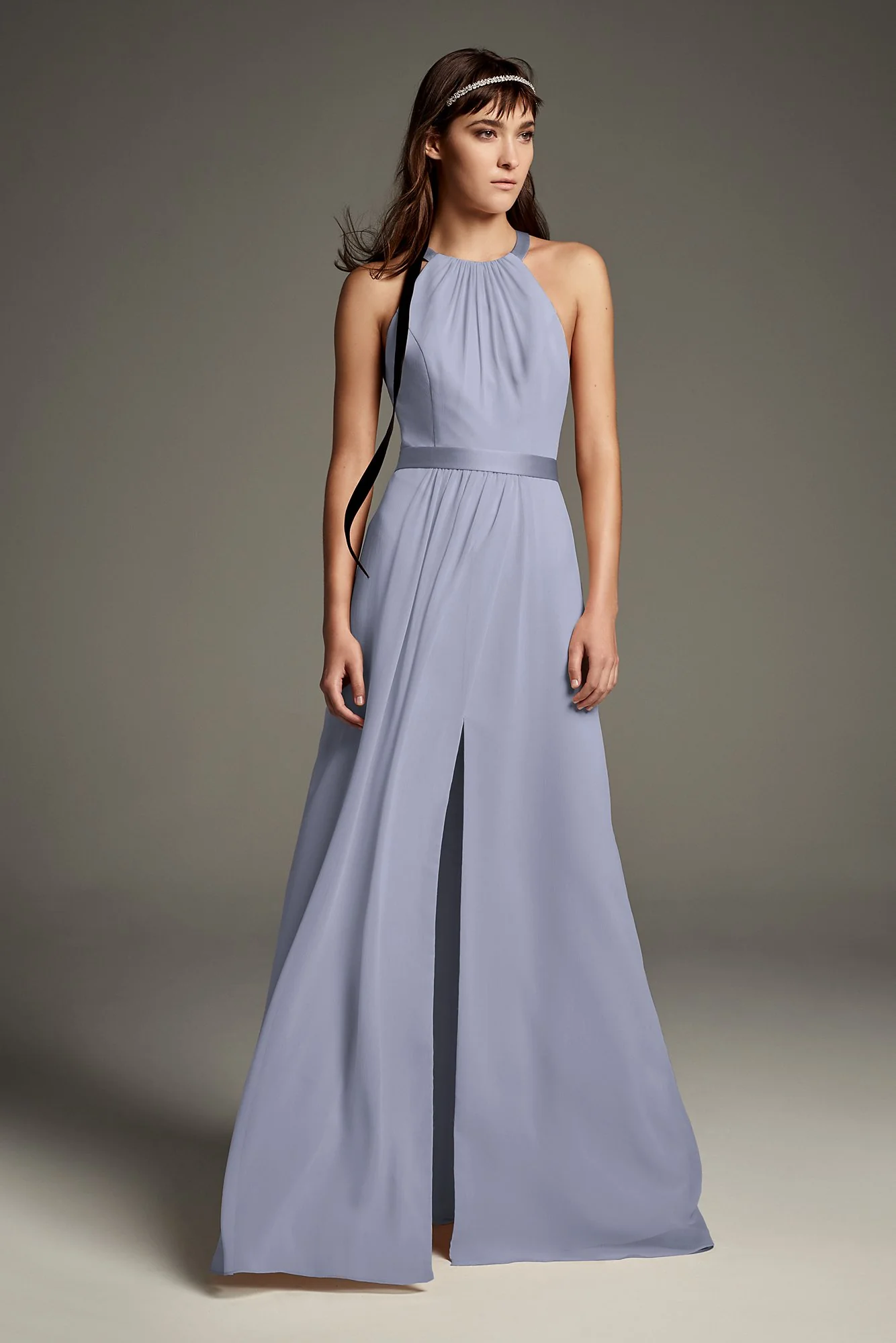 High Neck Crisscross Back Chiffon Bridesmaid Dress - Image 25