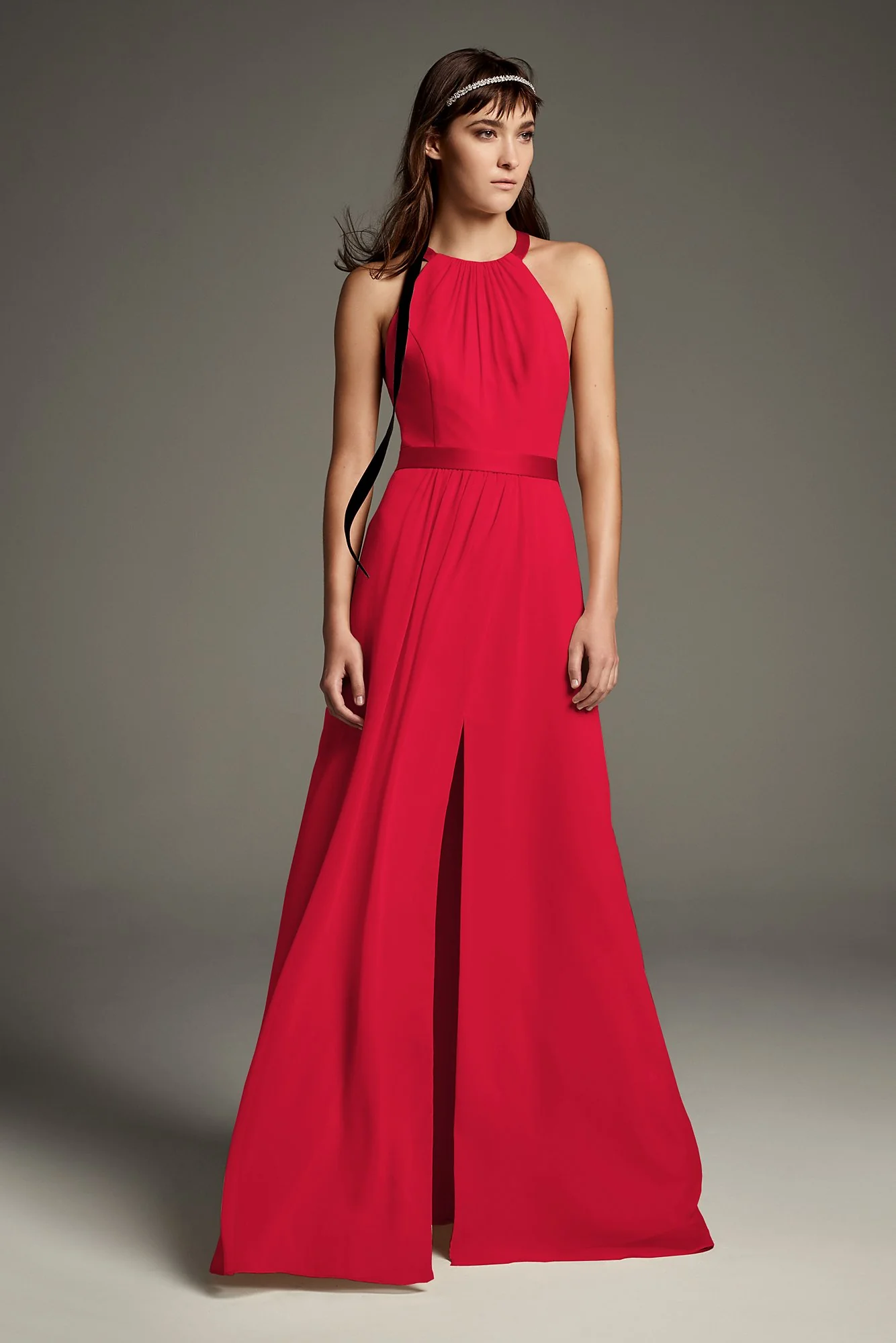 High Neck Crisscross Back Chiffon Bridesmaid Dress - Image 26