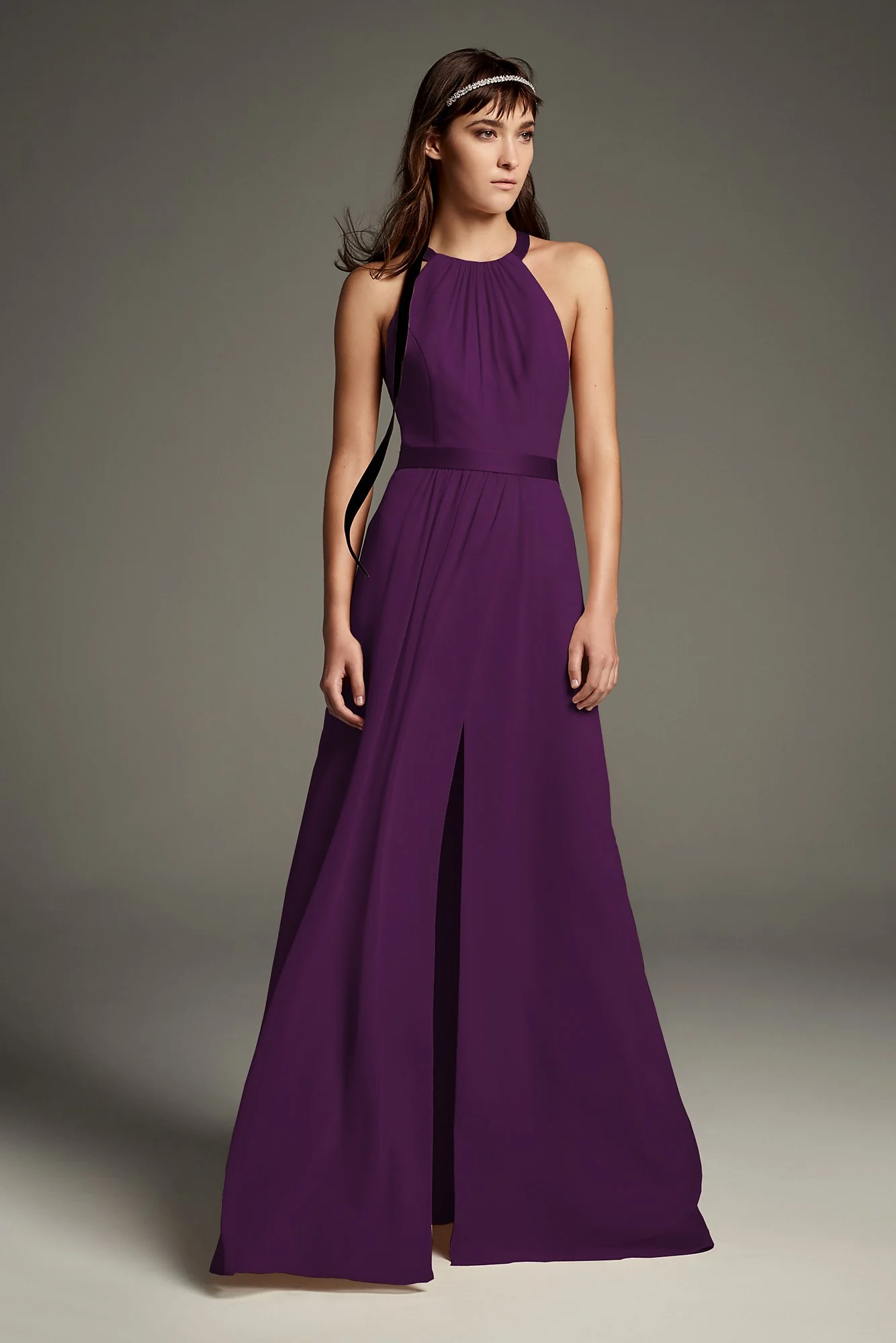 High Neck Crisscross Back Chiffon Bridesmaid Dress - Image 27