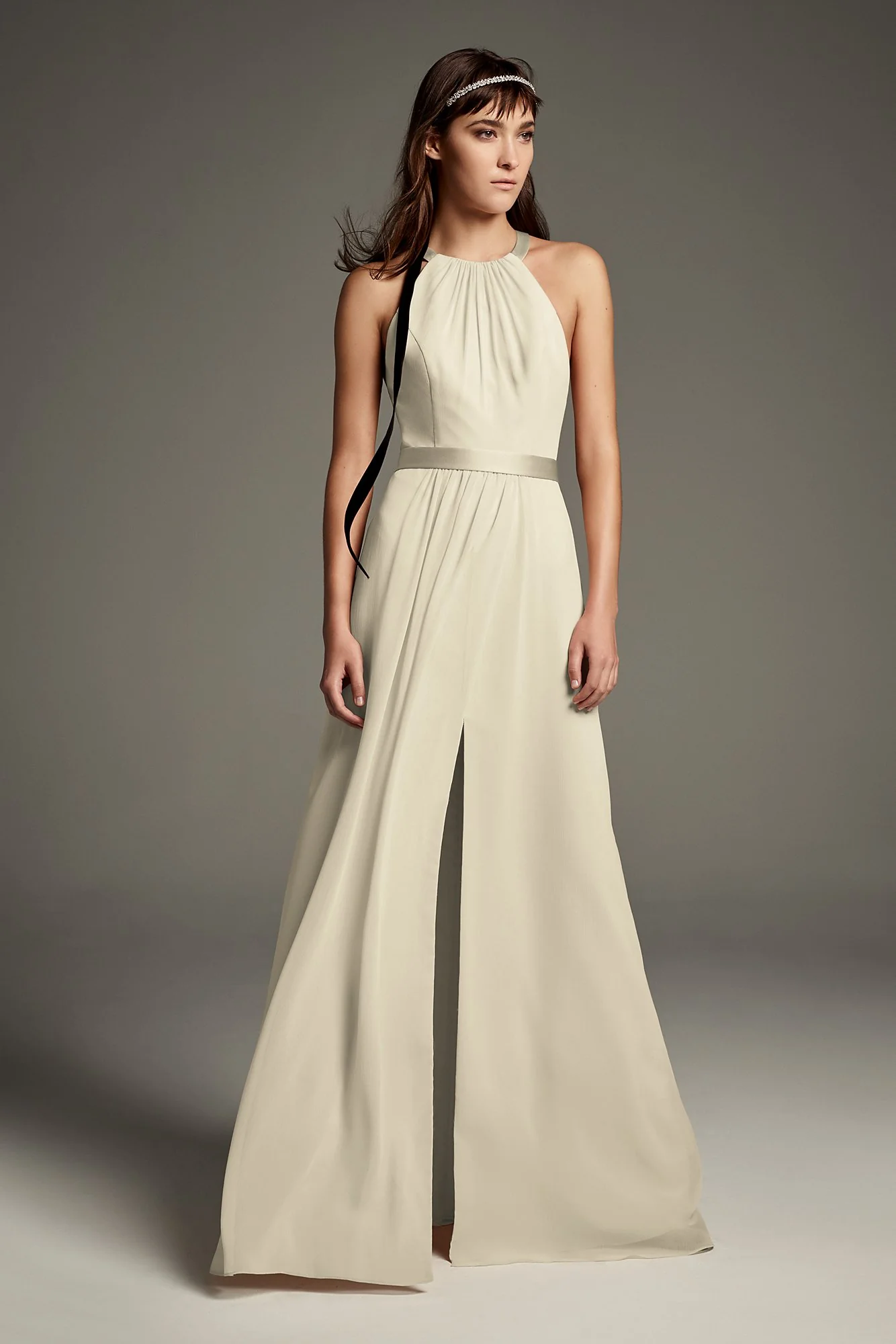 High Neck Crisscross Back Chiffon Bridesmaid Dress - Image 28