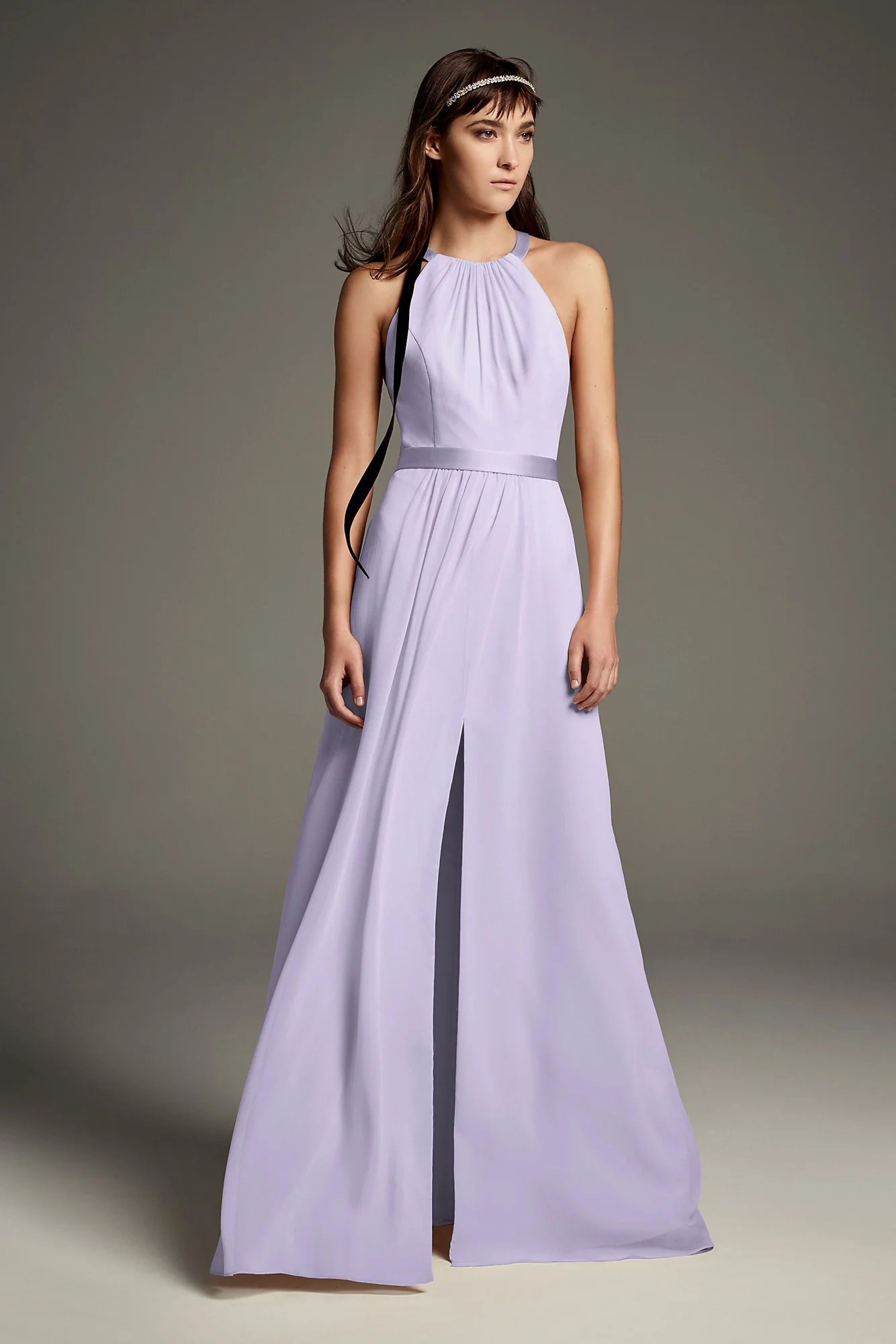 High Neck Crisscross Back Chiffon Bridesmaid Dress - Image 40