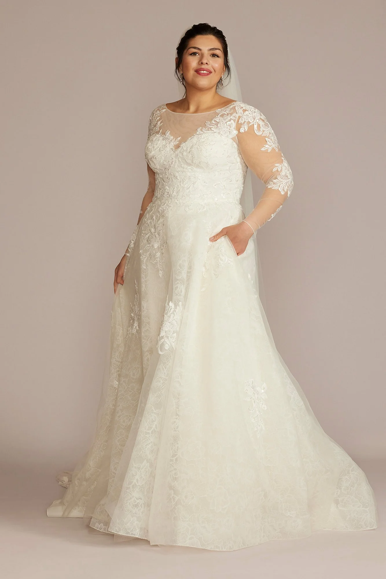 As IsHigh Neck Long Sleeve Plus Size Wedding Dress