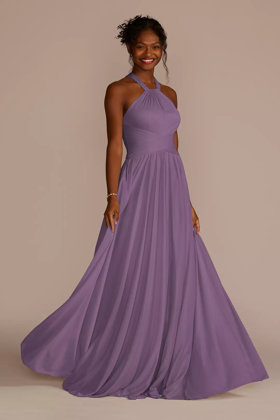 High-Neck Mesh Dress with Full Skirt - Image 102