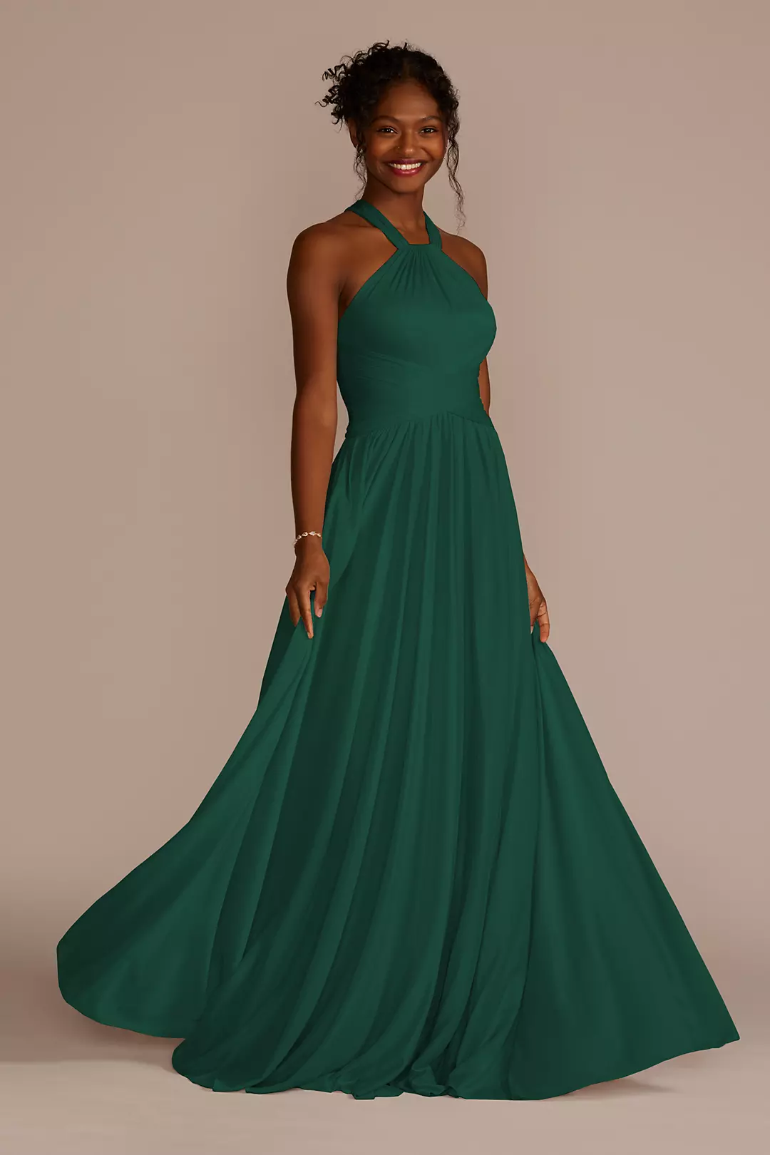 High-Neck Mesh Dress with Full Skirt - Image 103