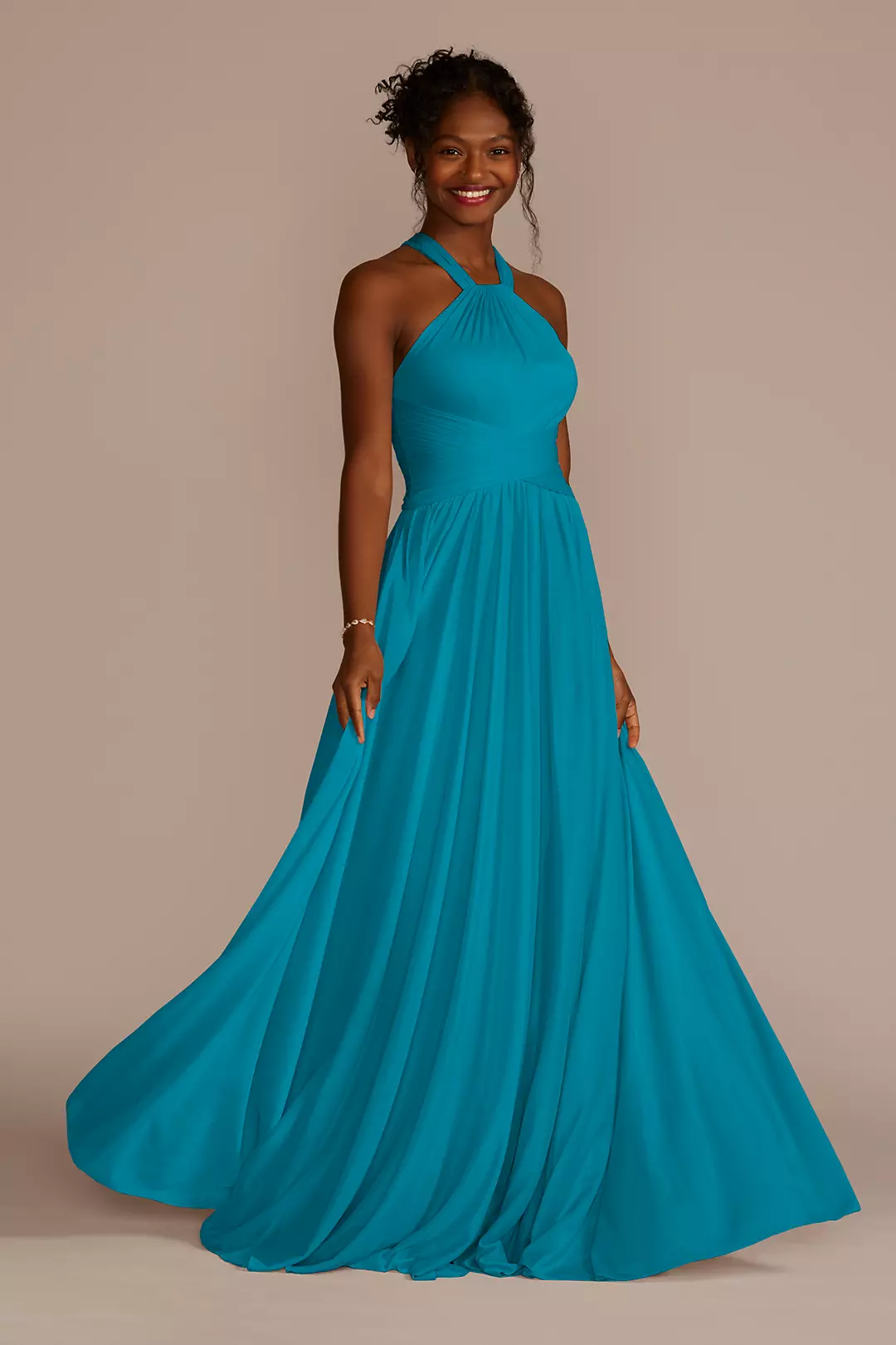 High-Neck Mesh Dress with Full Skirt - Image 104