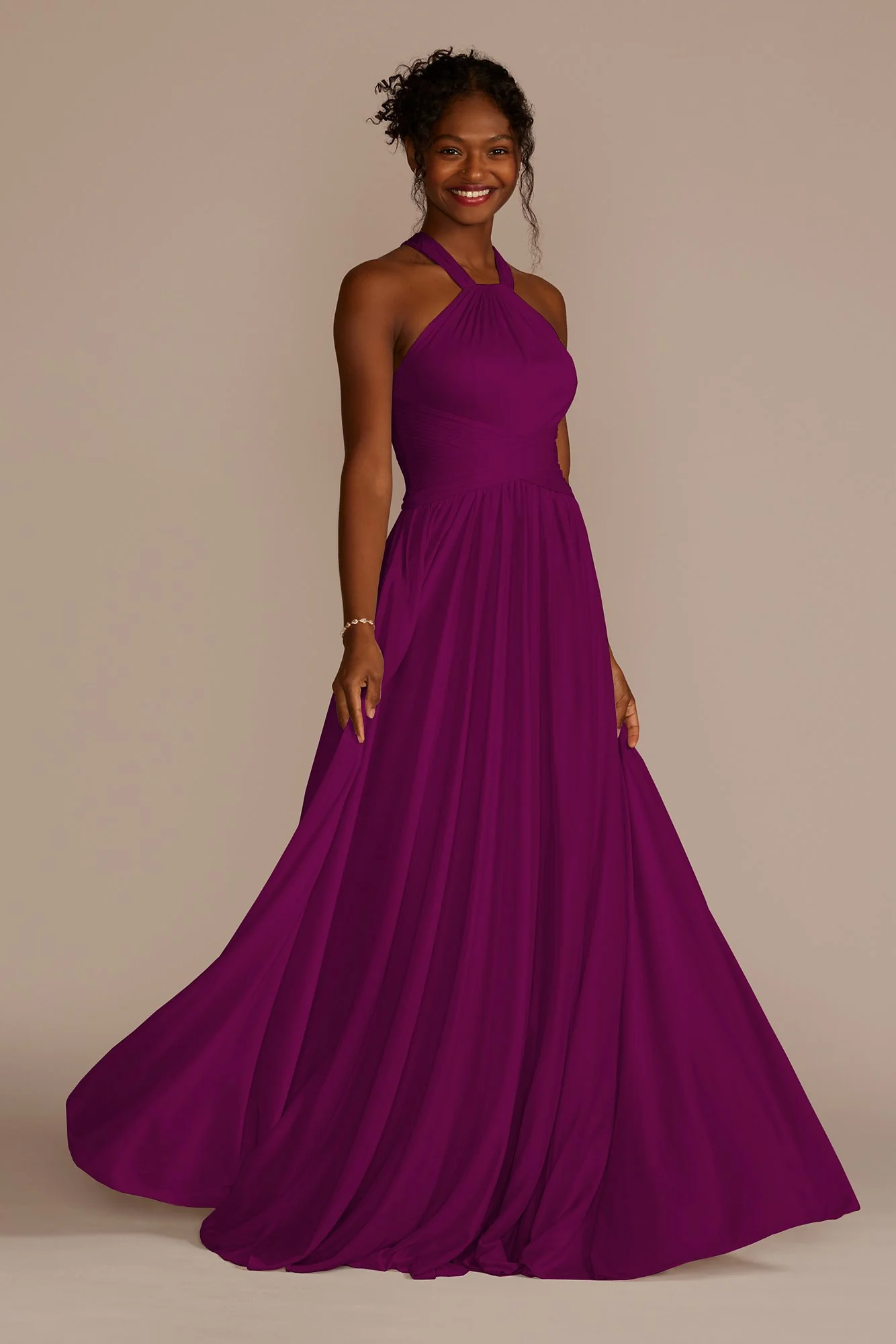 High-Neck Mesh Dress with Full Skirt - Image 15