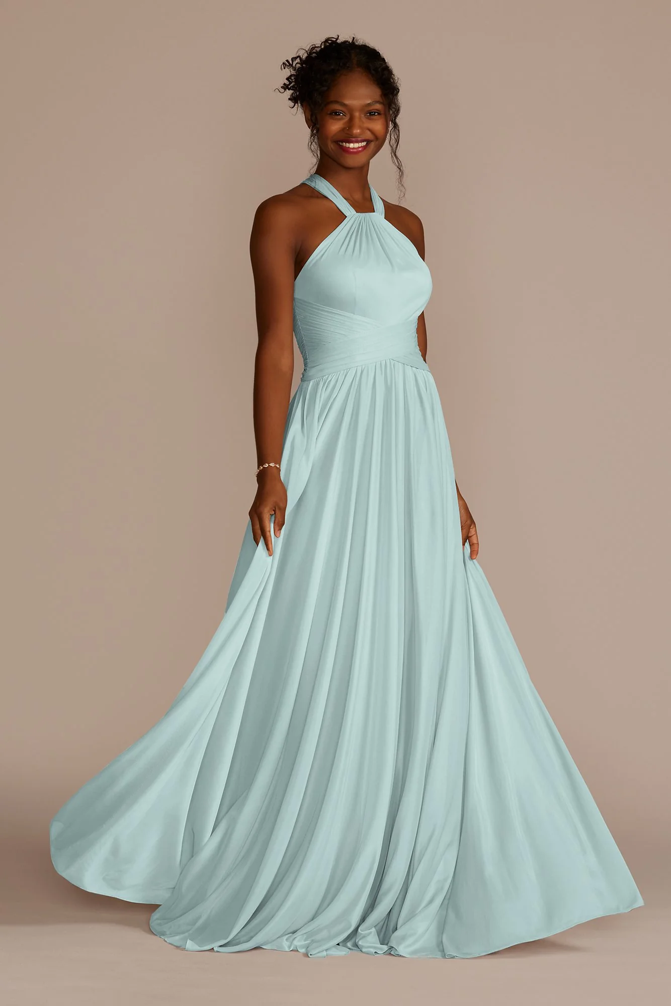 High-Neck Mesh Dress with Full Skirt - Image 22
