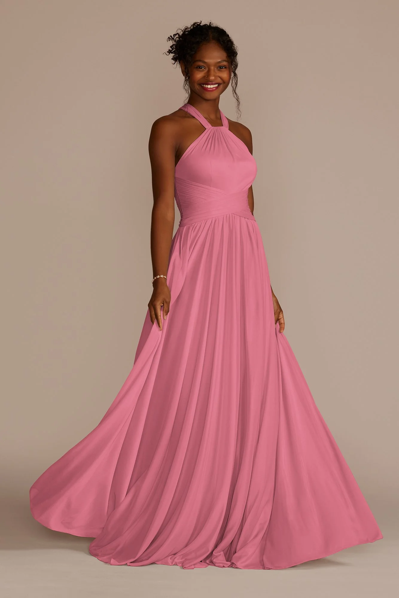 High-Neck Mesh Dress with Full Skirt - Image 32