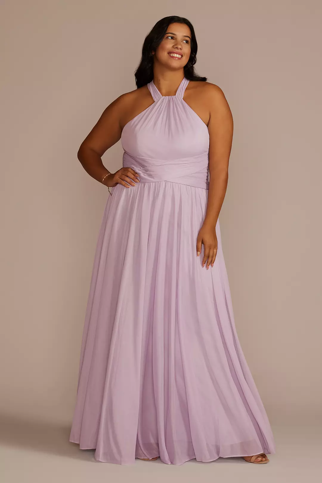 High-Neck Mesh Dress with Full Skirt - Image 39