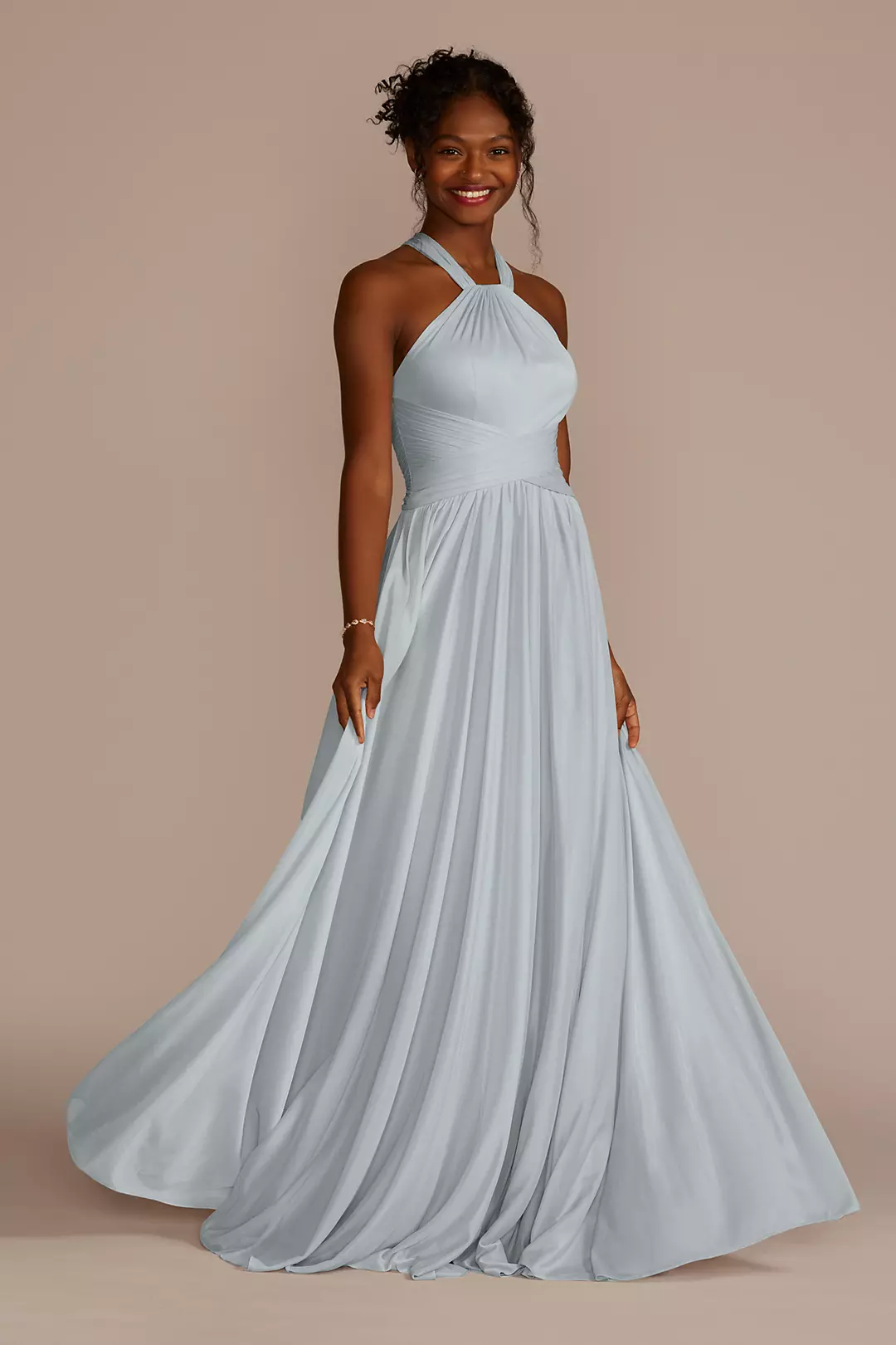 High-Neck Mesh Dress with Full Skirt - Image 47