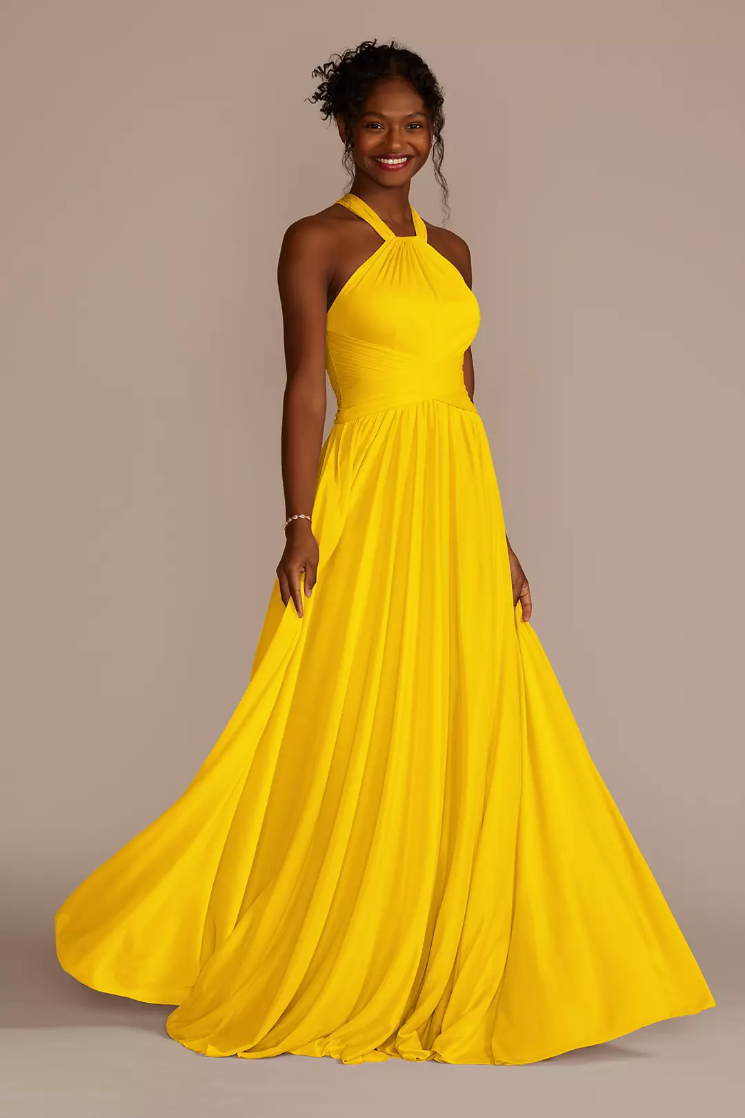 High-Neck Mesh Dress with Full Skirt - Image 49