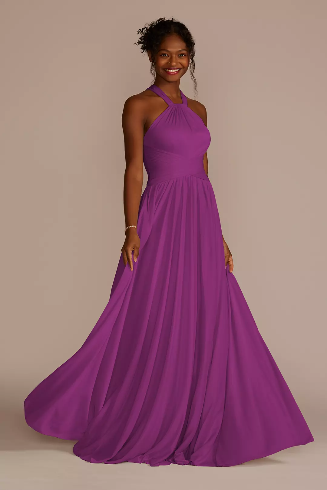High-Neck Mesh Dress with Full Skirt - Image 50