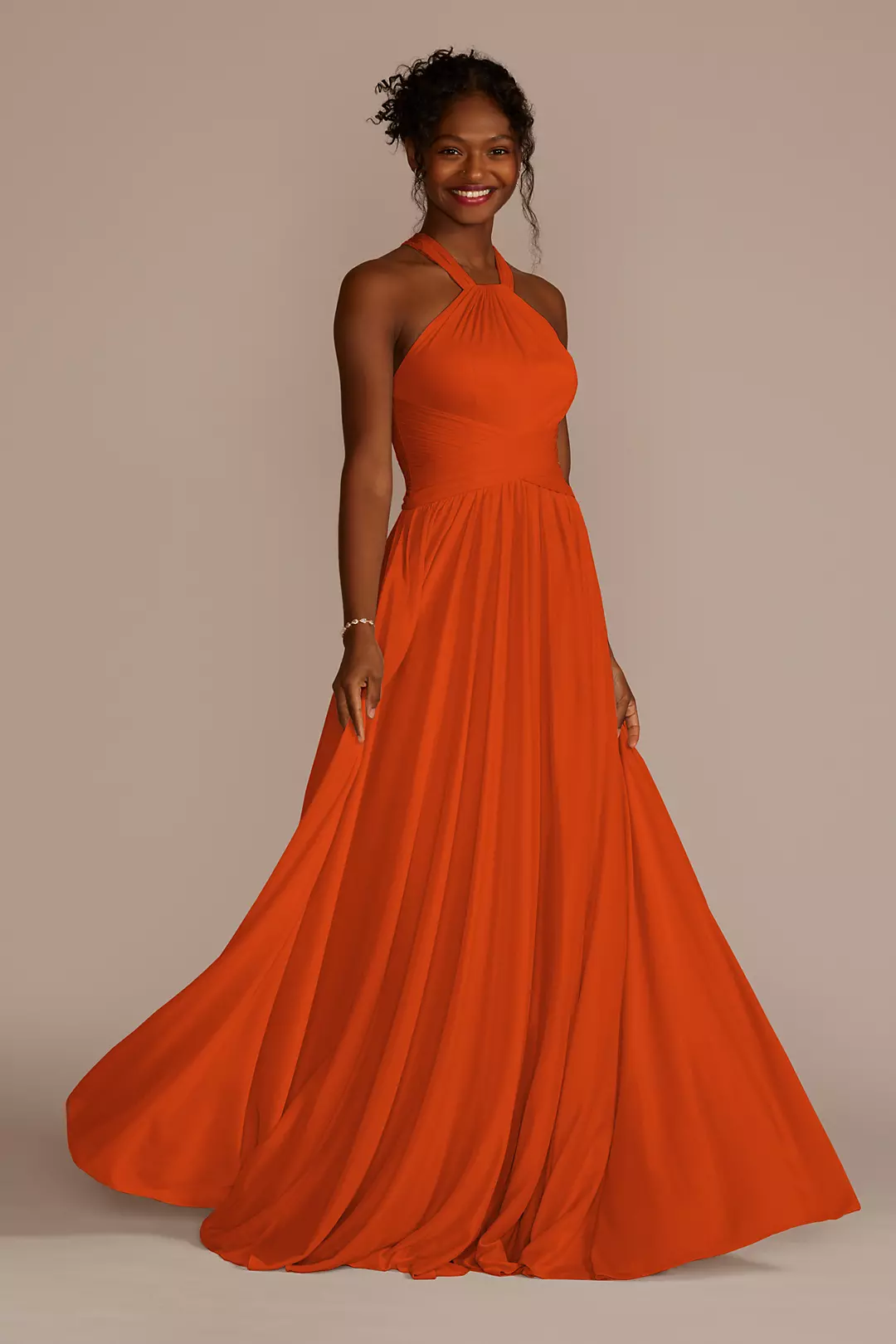 High-Neck Mesh Dress with Full Skirt - Image 53