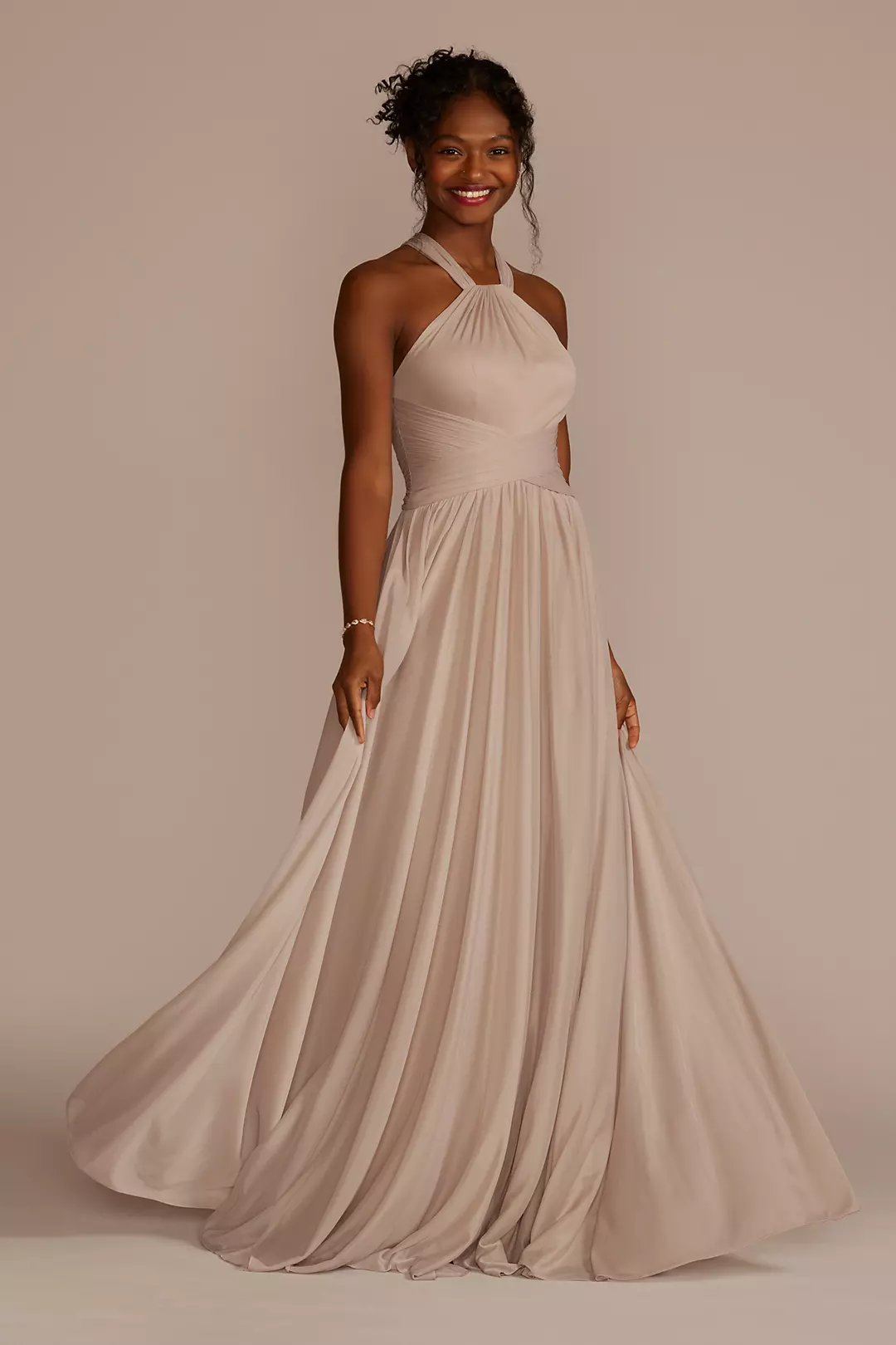 High-Neck Mesh Dress with Full Skirt - Image 55