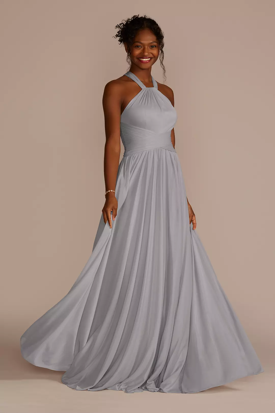 High-Neck Mesh Dress with Full Skirt - Image 58