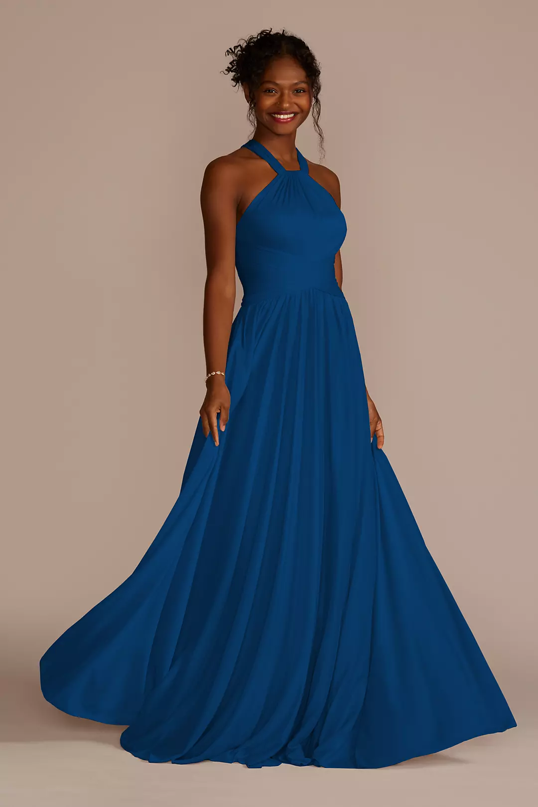 High-Neck Mesh Dress with Full Skirt - Image 59