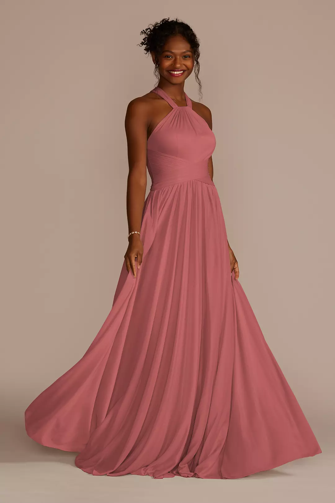 High-Neck Mesh Dress with Full Skirt - Image 63