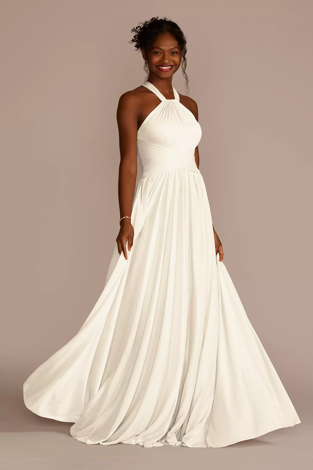 High-Neck Mesh Dress with Full Skirt - Image 67