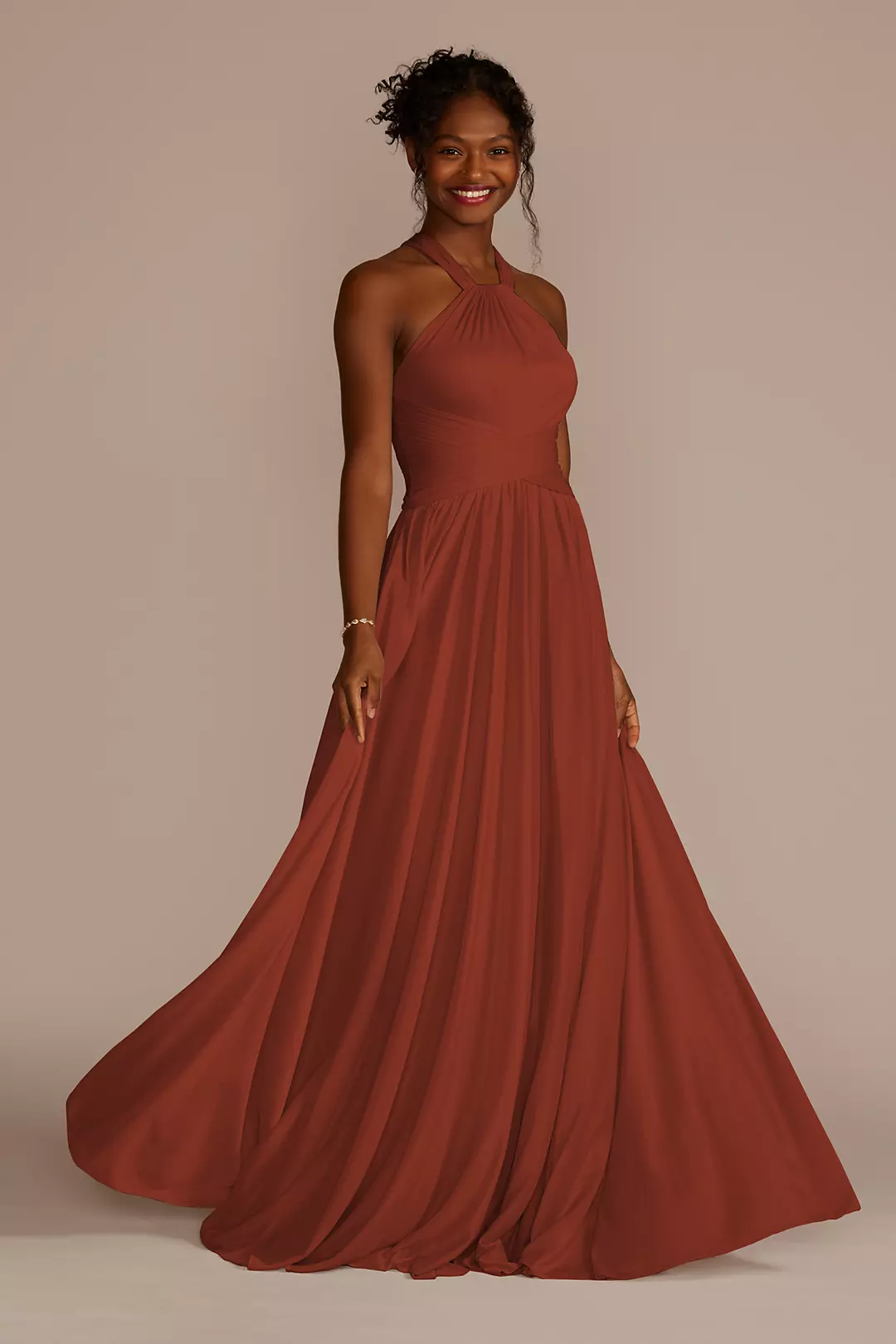 High-Neck Mesh Dress with Full Skirt - Image 70