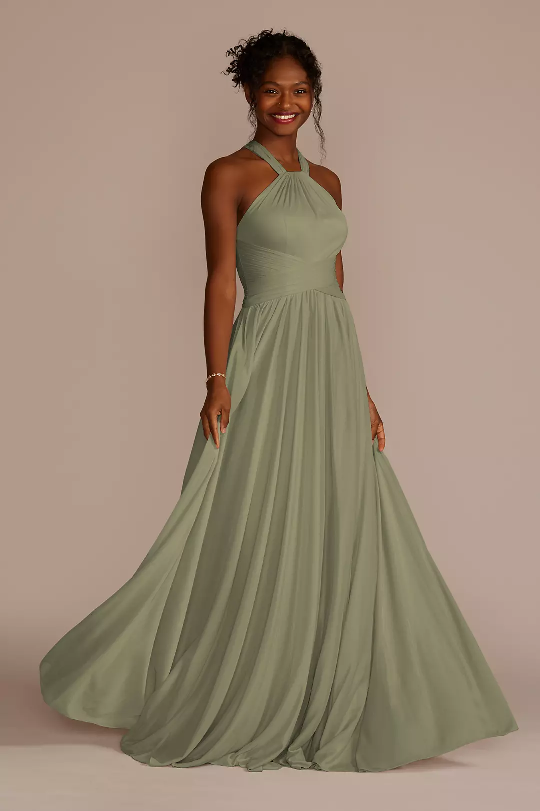 High-Neck Mesh Dress with Full Skirt - Image 79