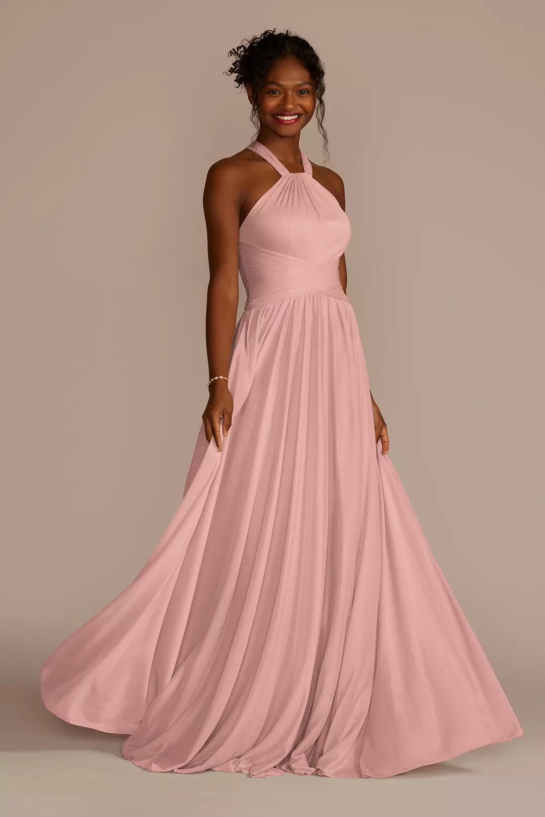 High-Neck Mesh Dress with Full Skirt - Image 80