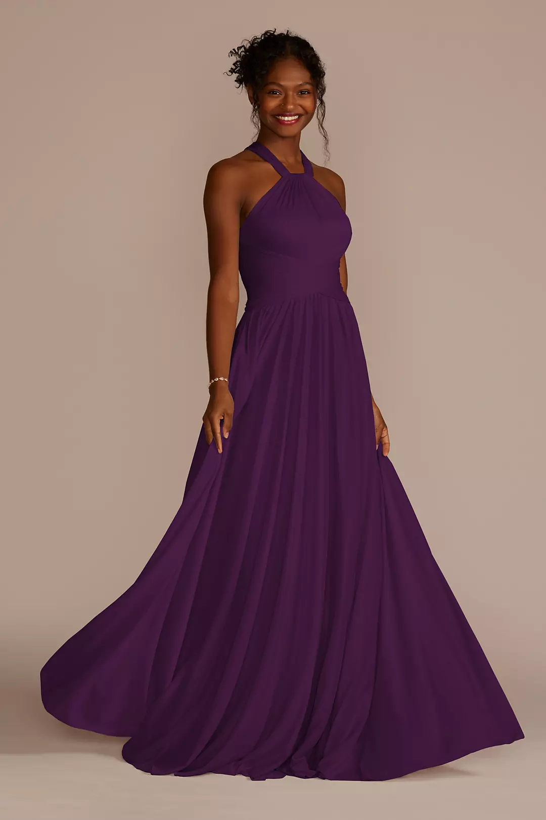 High-Neck Mesh Dress with Full Skirt - Image 81