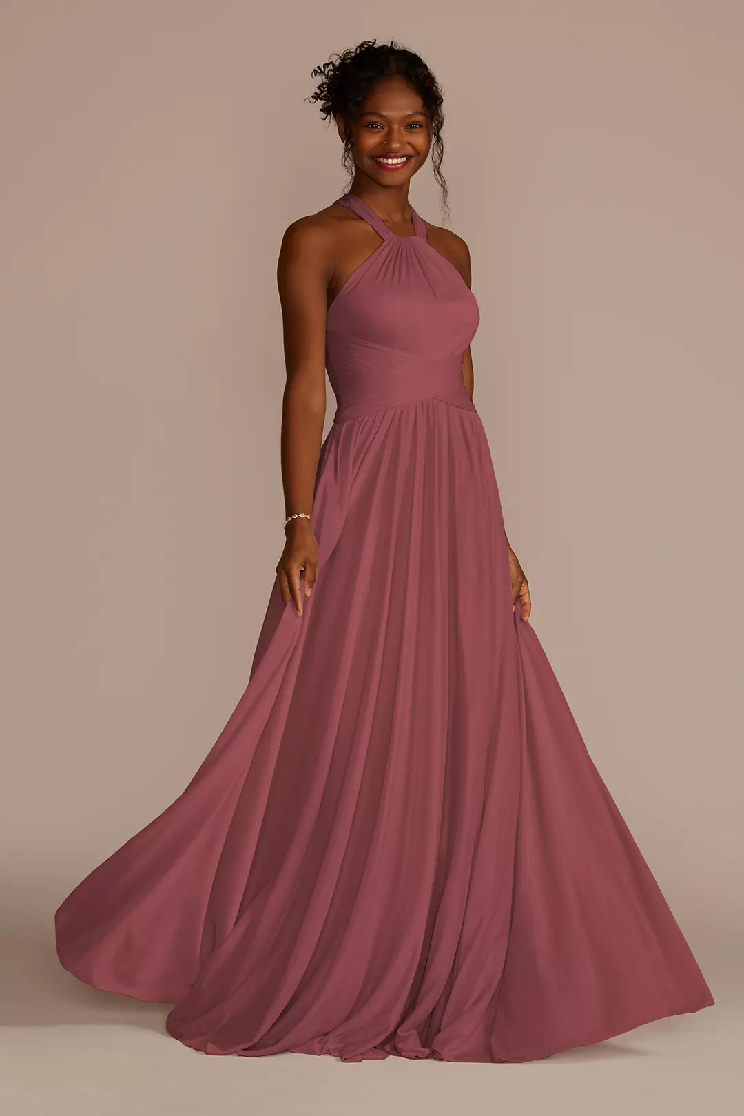 High-Neck Mesh Dress with Full Skirt - Image 82