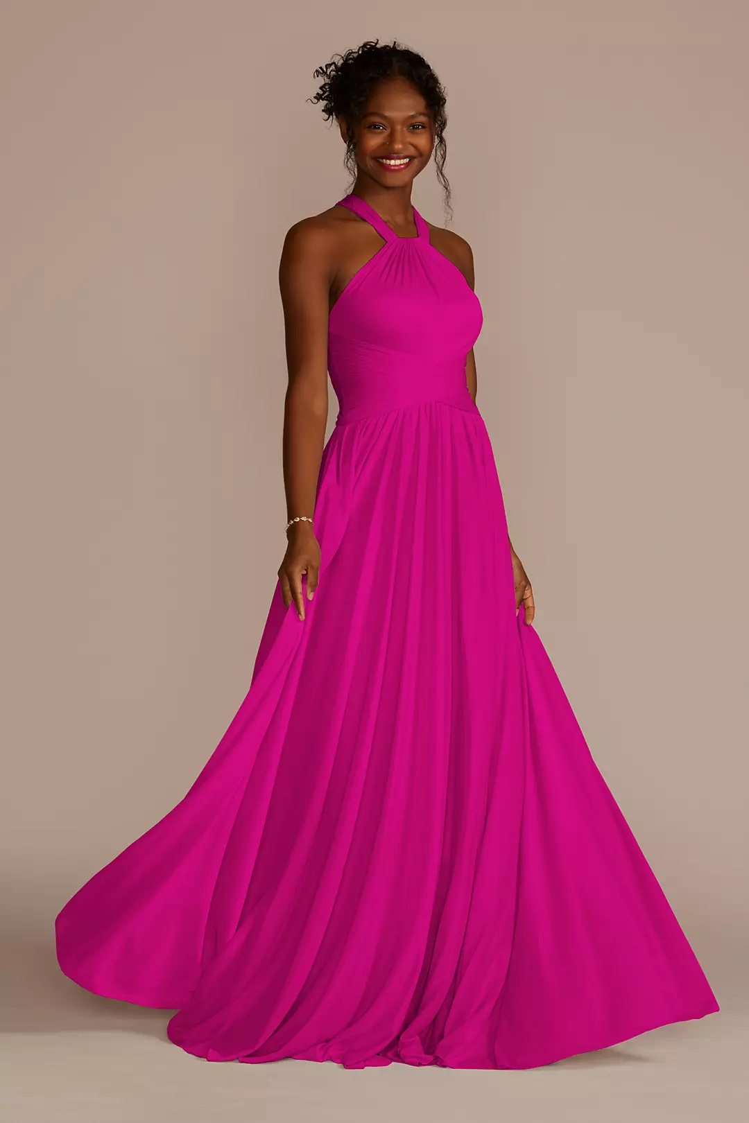High-Neck Mesh Dress with Full Skirt - Image 83